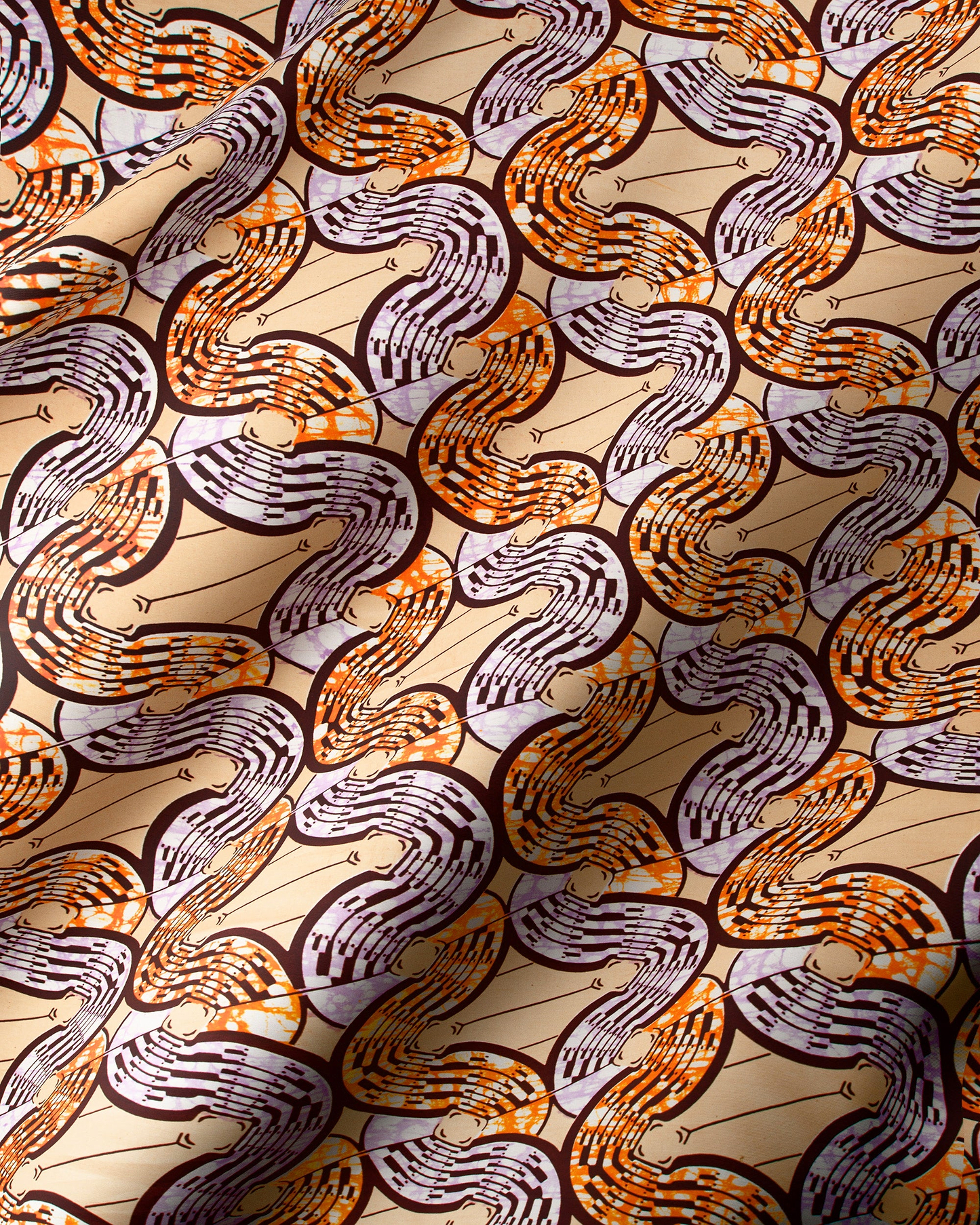 Vibrant orange purple geometric-patterned fabric super-wax vls0476.012