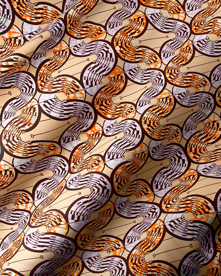 Vibrant orange purple geometric-patterned fabric super-wax vls0476.012