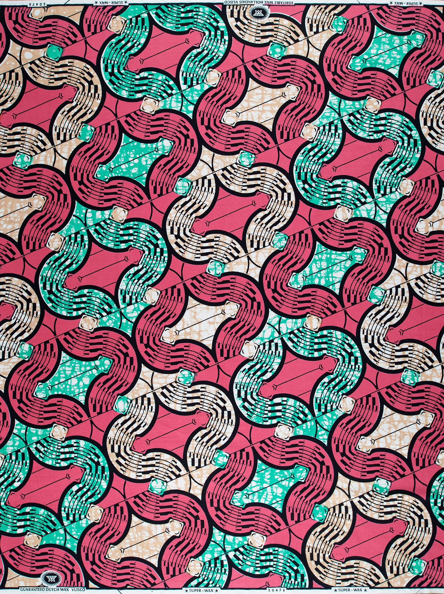 Vibrant pink teal black geometric-patterned super-wax vls0476.013