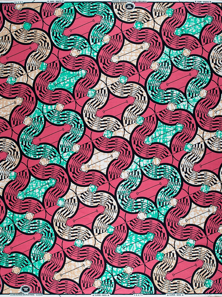 Vibrant pink teal black geometric-patterned super-wax vls0476.013