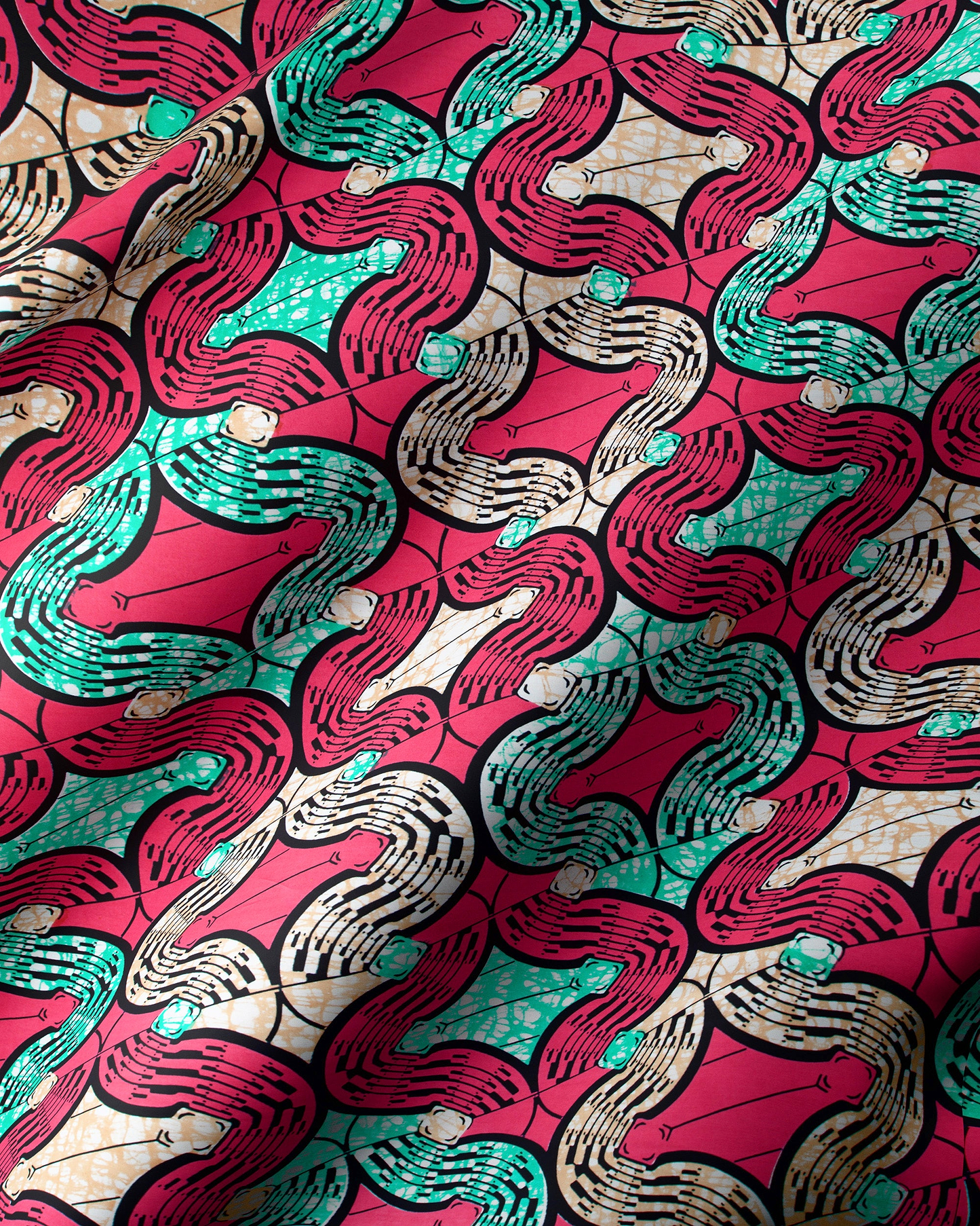 Vibrant pink teal cream-colored african super-wax vls0476.013