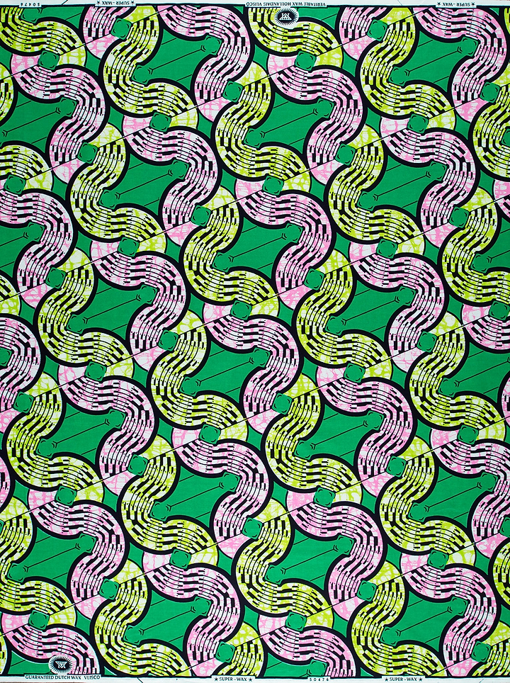 Vibrant green fabric bold pink super-wax vls0476.014