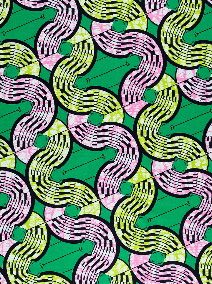 Vibrant green fabric bold pink super-wax vls0476.014