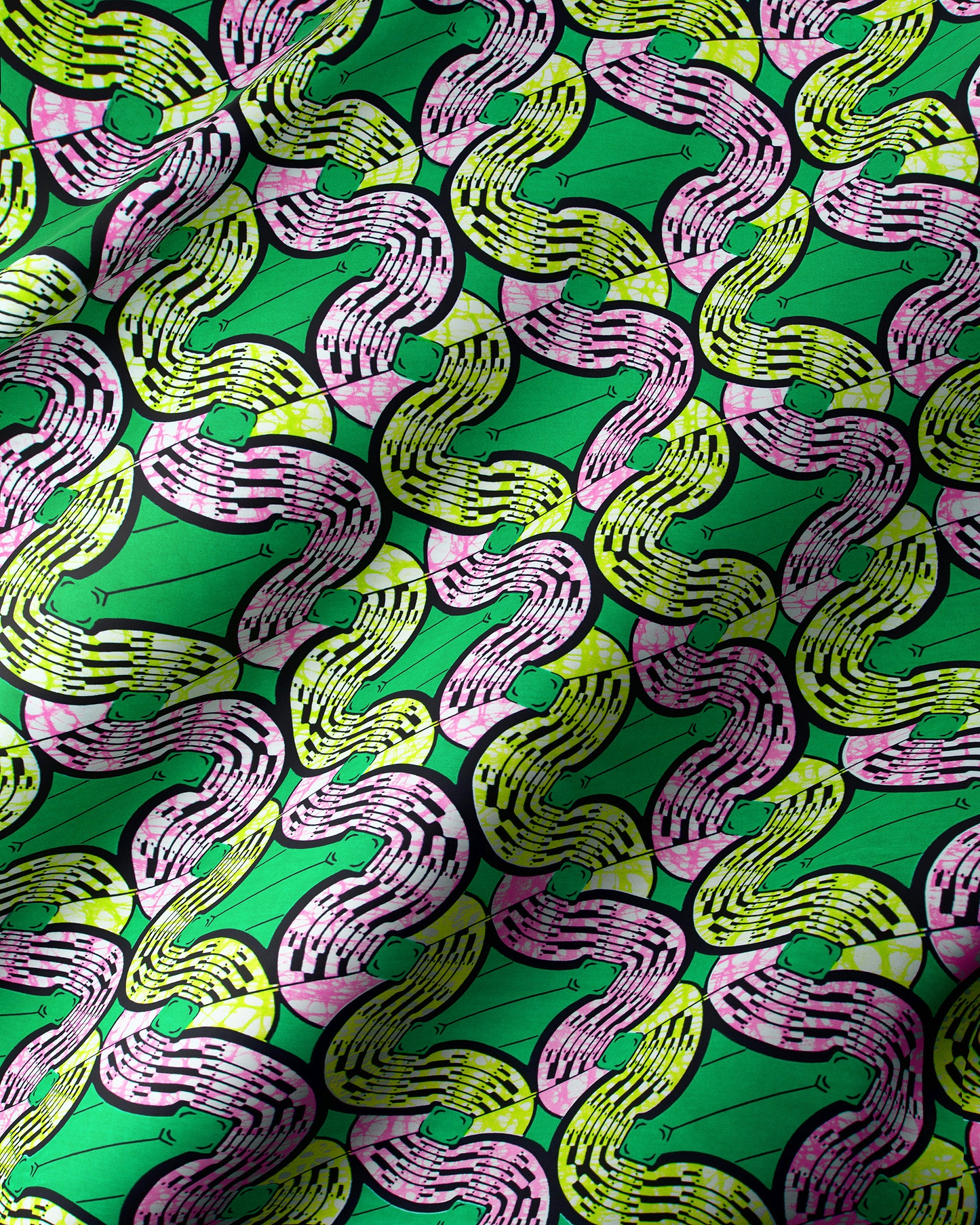 Vibrant green fabric bold patterns super-wax vls0476.014