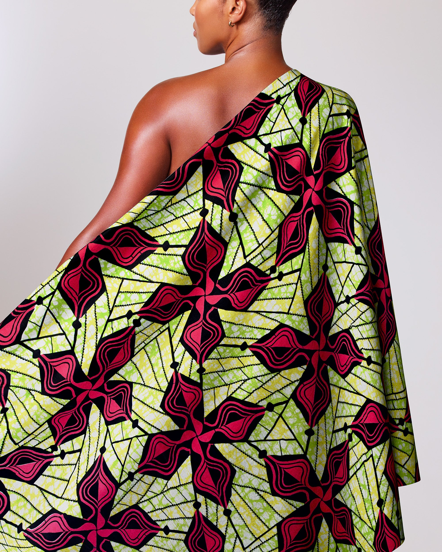 Vibrant one-shoulder wrap dress bold super-wax vls0562.006