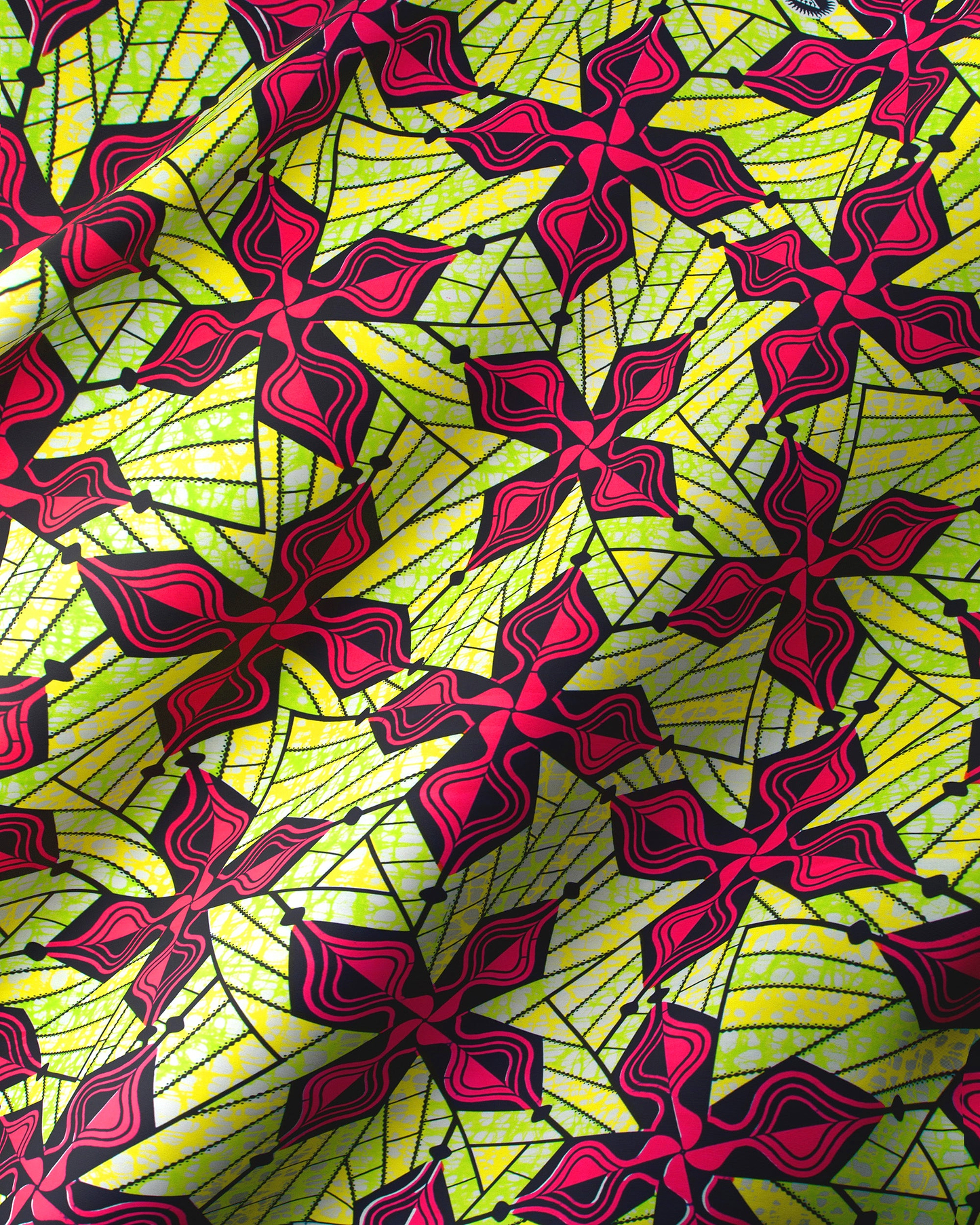 Vibrant yellow magenta geometric-patterned fabric super-wax vls0562.006