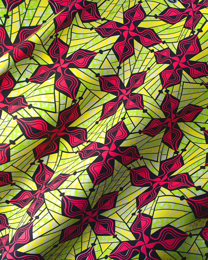 Vibrant yellow magenta geometric-patterned fabric super-wax vls0562.006