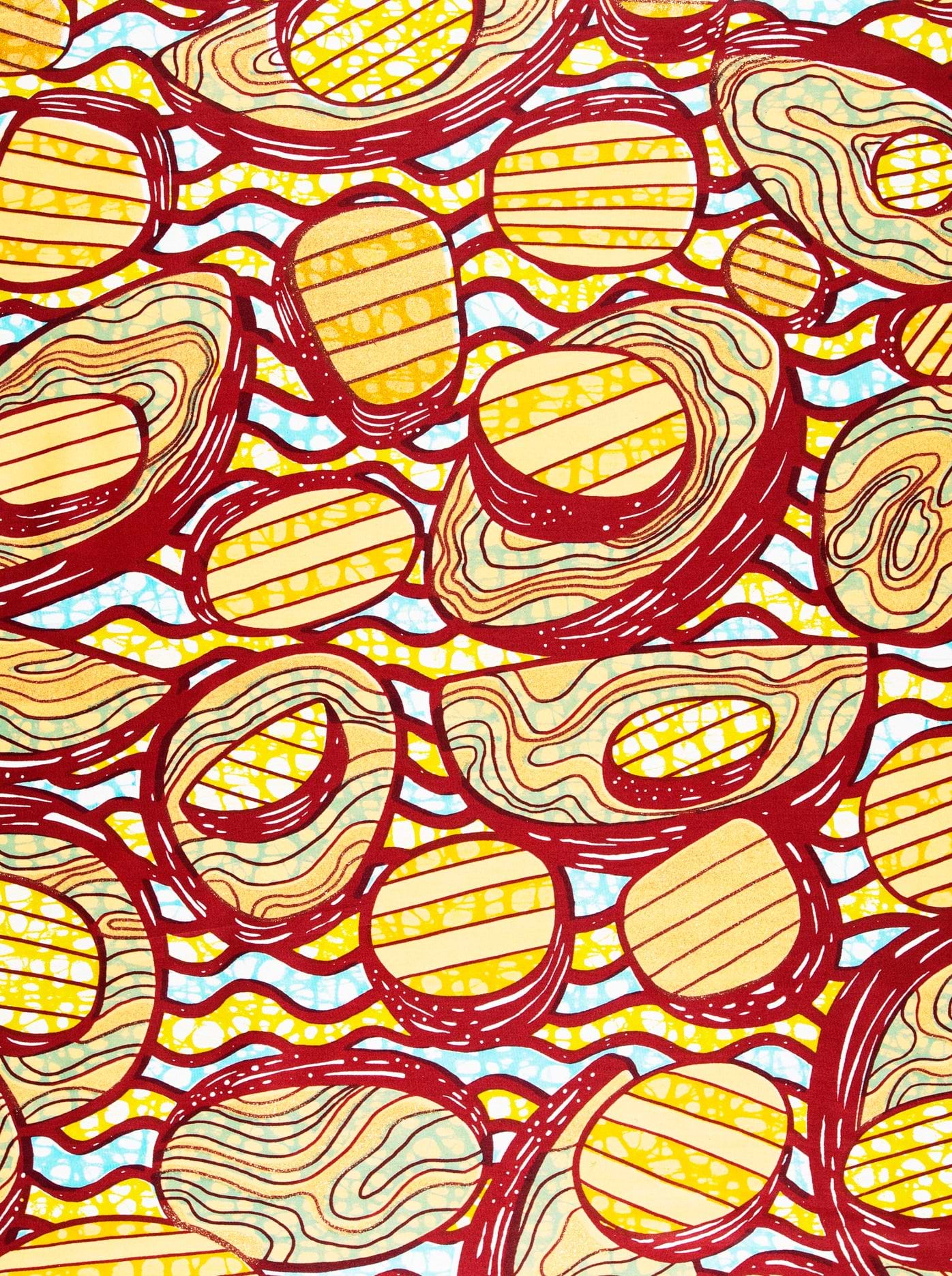 Vibrant red yellow abstract patterned grand super-wax vls0599.007