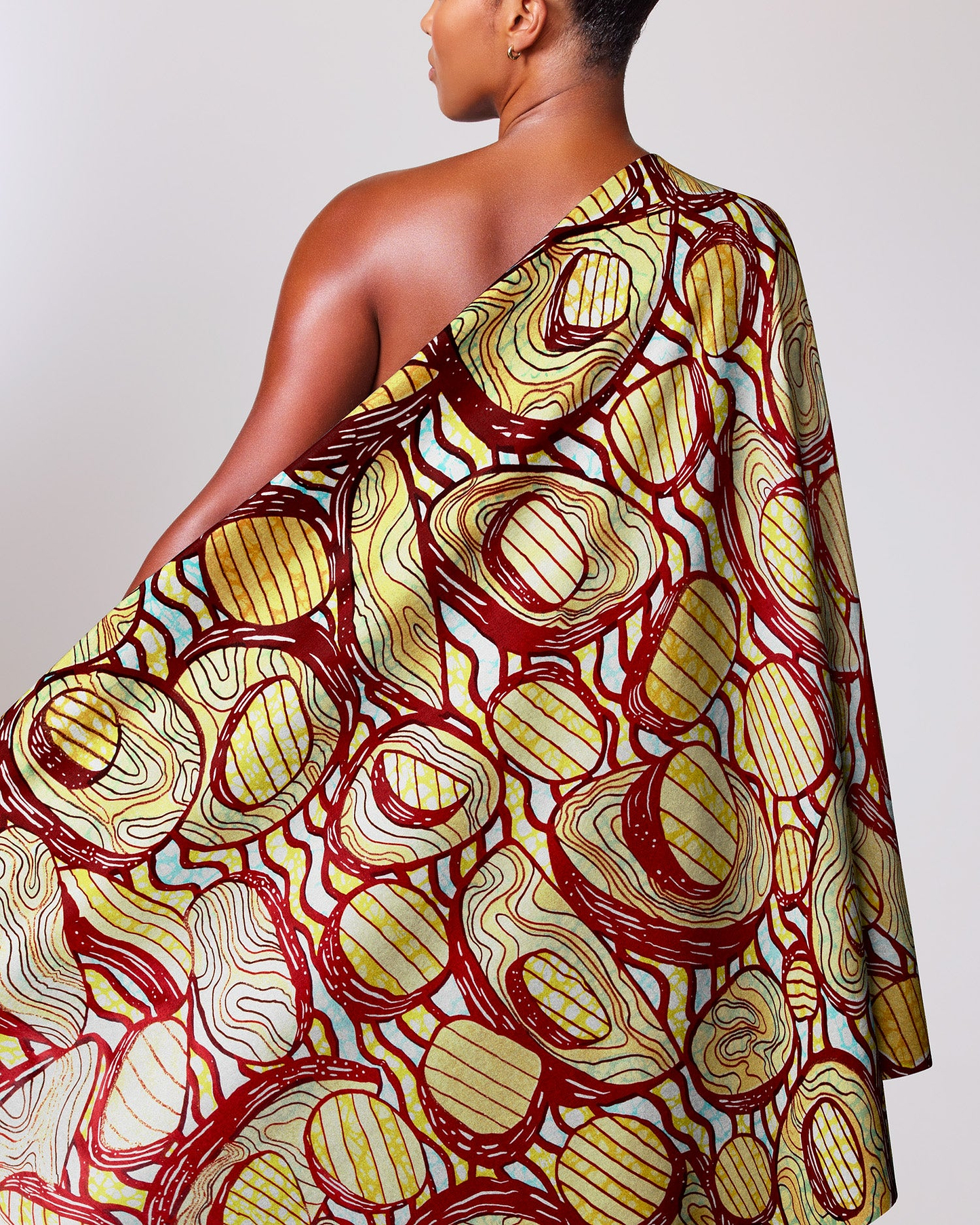 Vibrant one-shoulder wrap dress bold grand super-wax vls0599.007