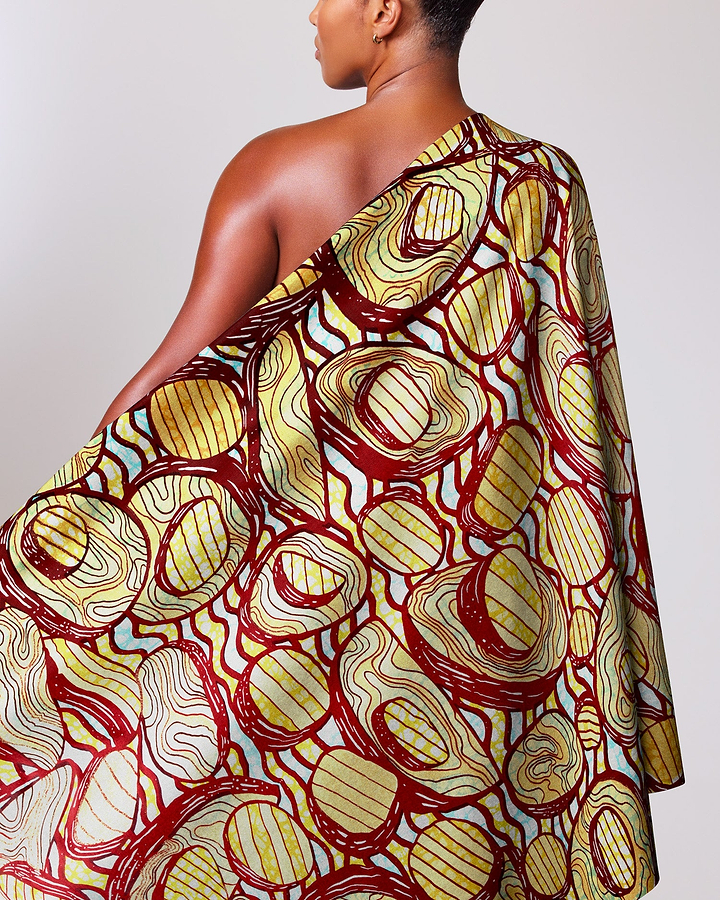 Vibrant one-shoulder wrap dress bold grand super-wax vls0599.007