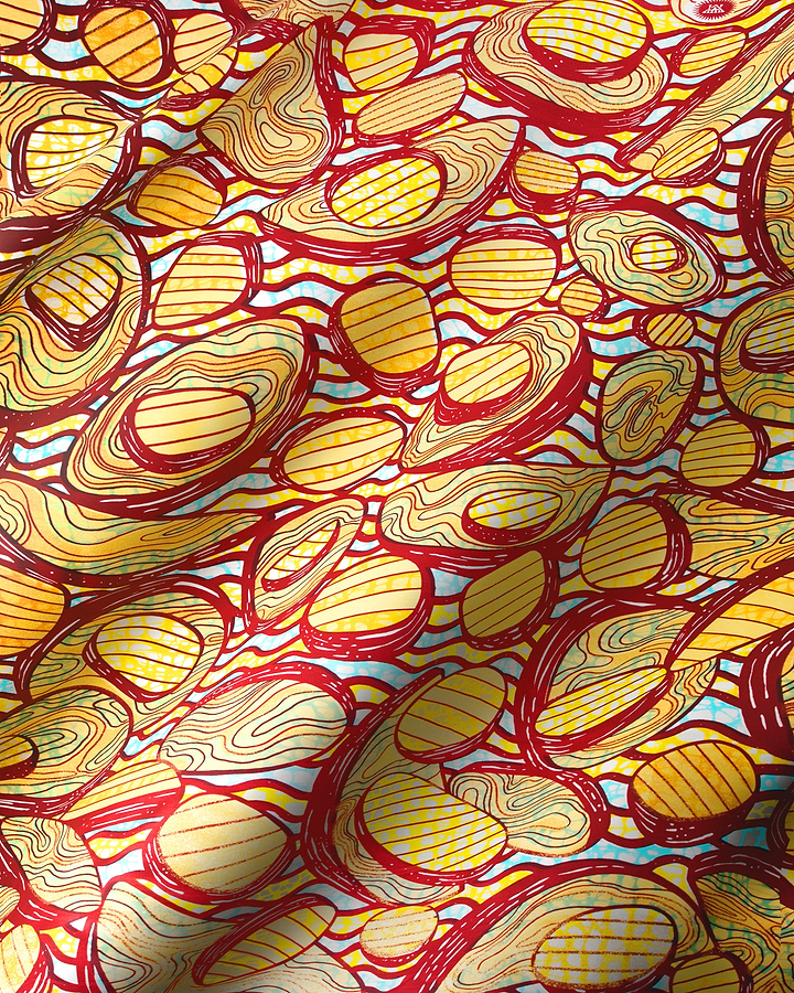 Vibrant yellow red abstract patterned grand super-wax vls0599.007