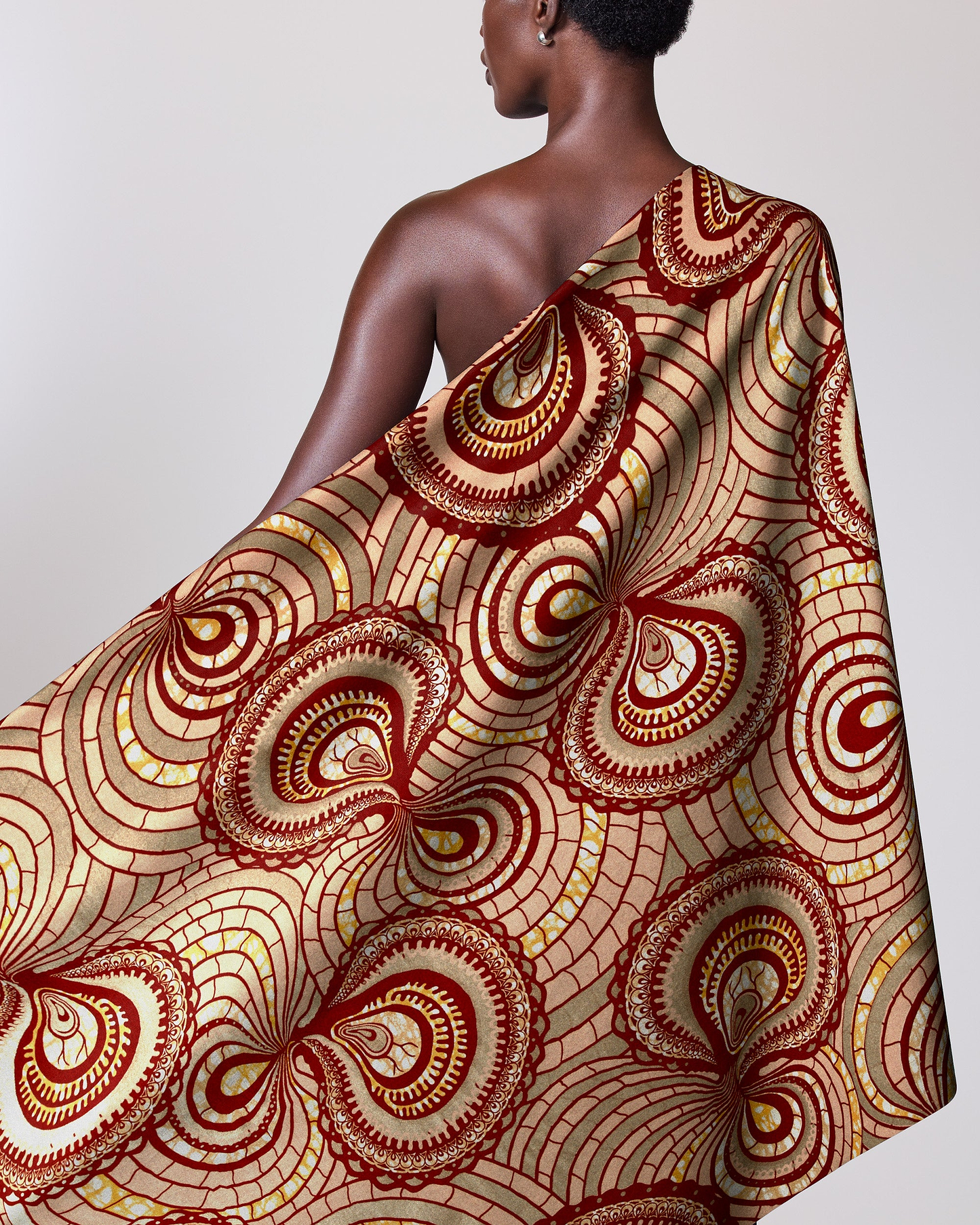 One-shoulder wrap dress bold red super-wax vls0695.010