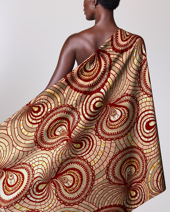 One-shoulder wrap dress bold red super-wax vls0695.010