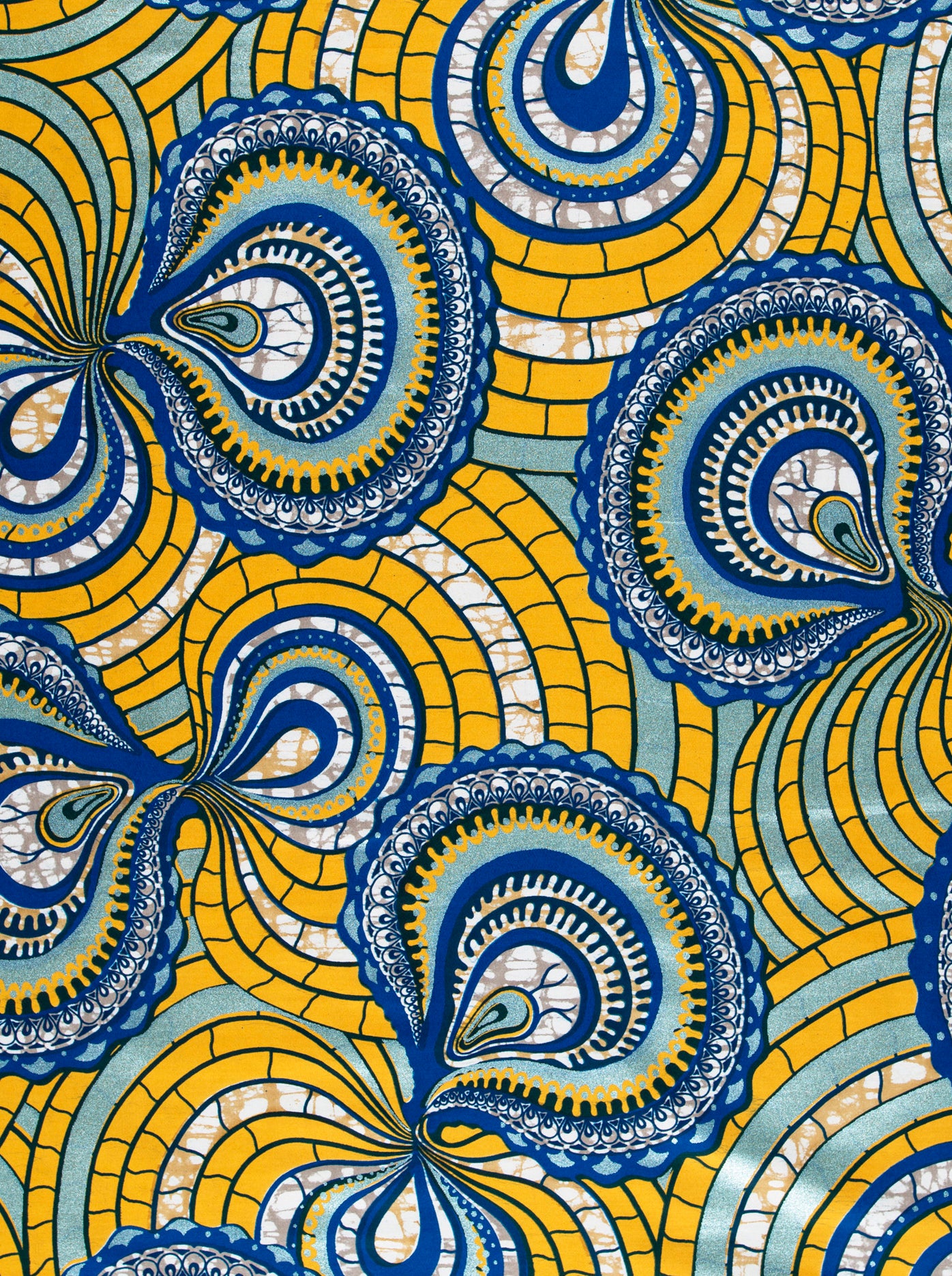 Vibrant blue yellow patterned fabric super-wax vls0695.012