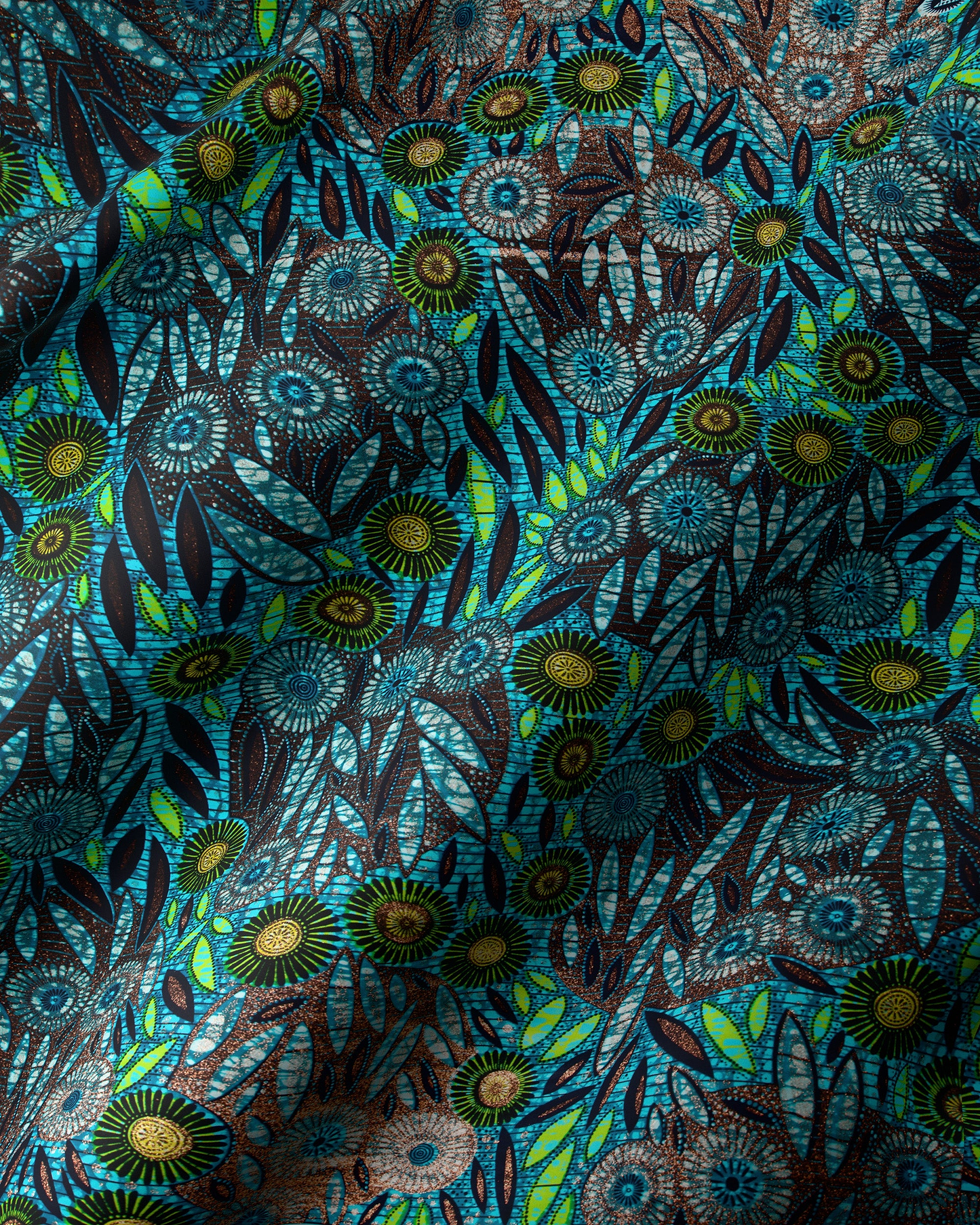 Vibrant blue green floral-patterned fabric grand super-wax vls0949.007