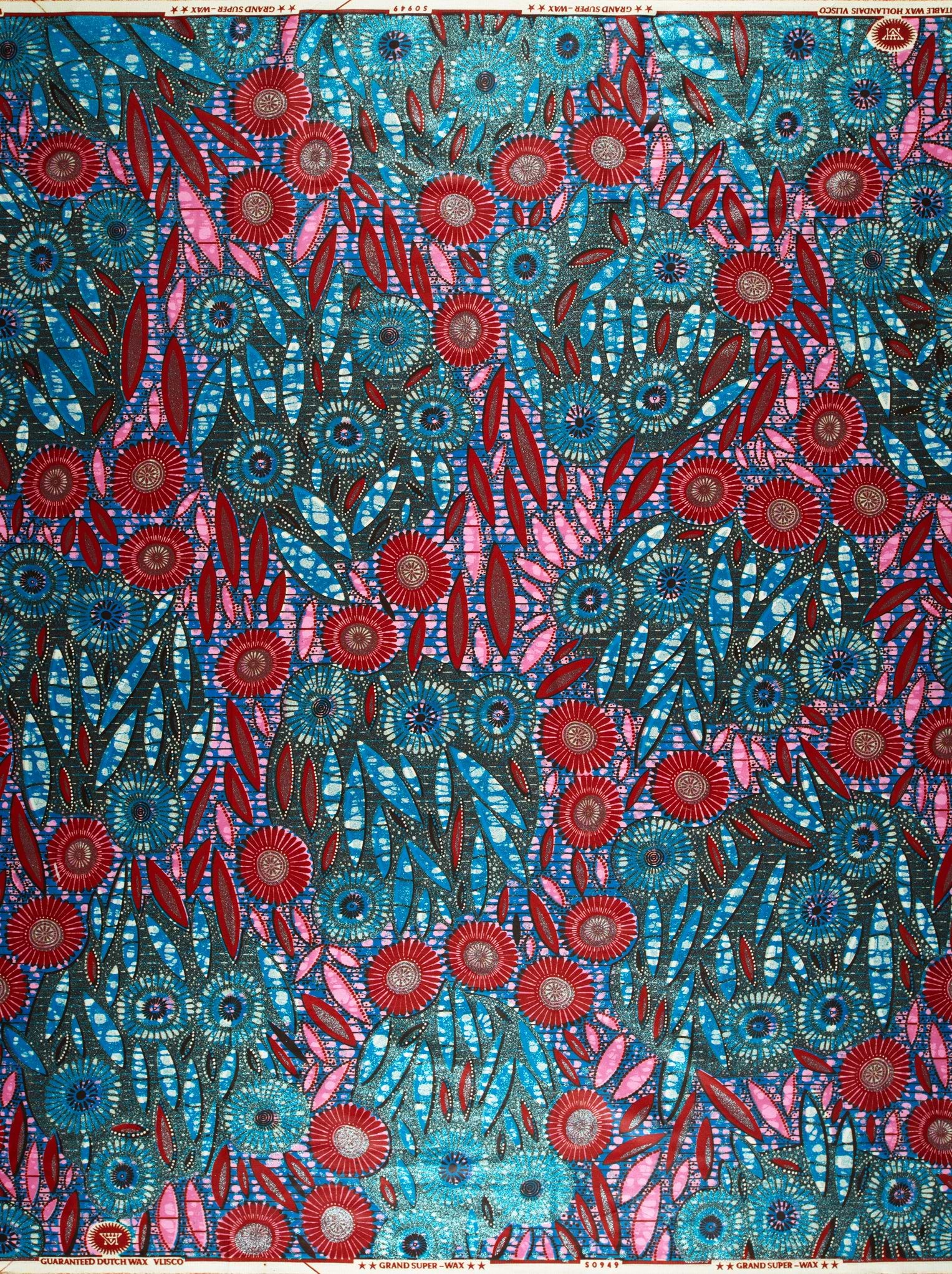 Vibrant blue red floral patterned grand super-wax vls0949.010