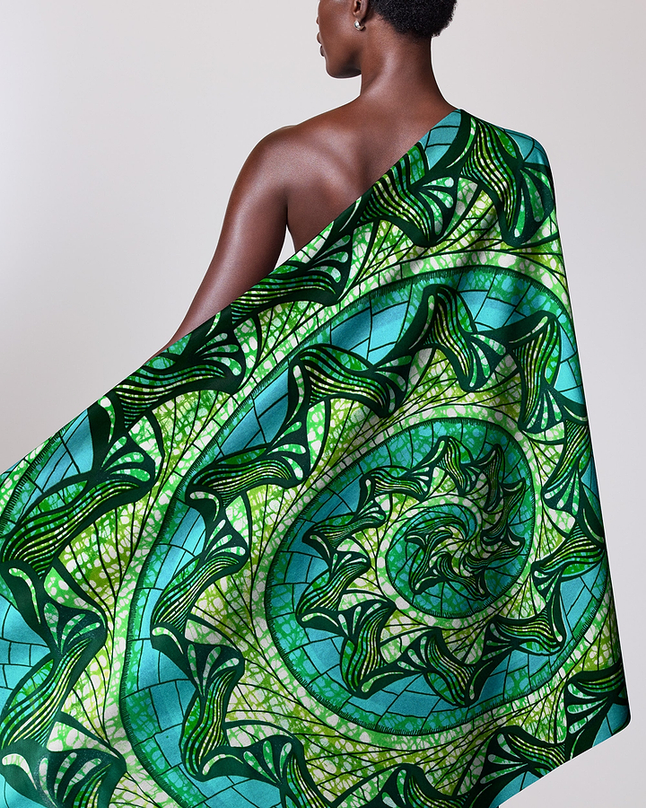 Vibrant green teal patterned fabric grand super-wax vls0984.005