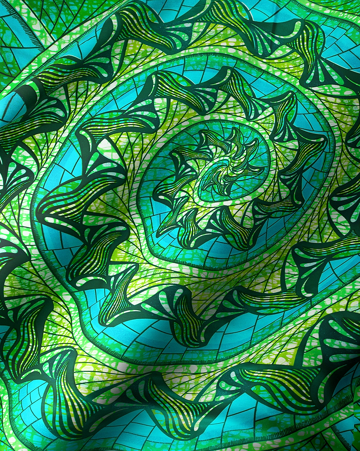 Vibrant green teal patterned fabric grand super-wax vls0984.005