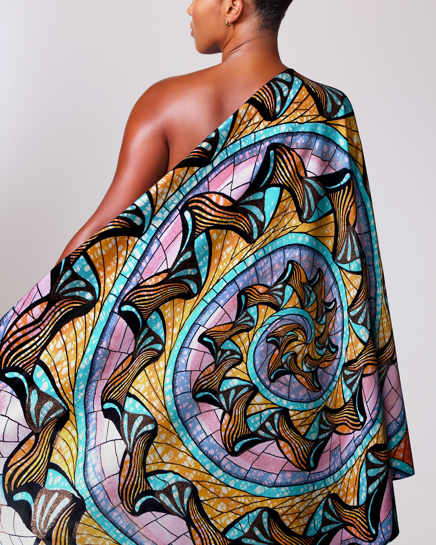 Vibrant one-shoulder wrap dress bold grand super-wax vls0984.007