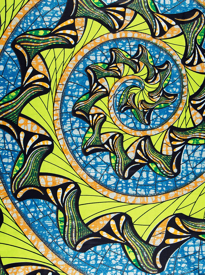 Vibrant blue lime green patterned grand super-wax vls0984.008