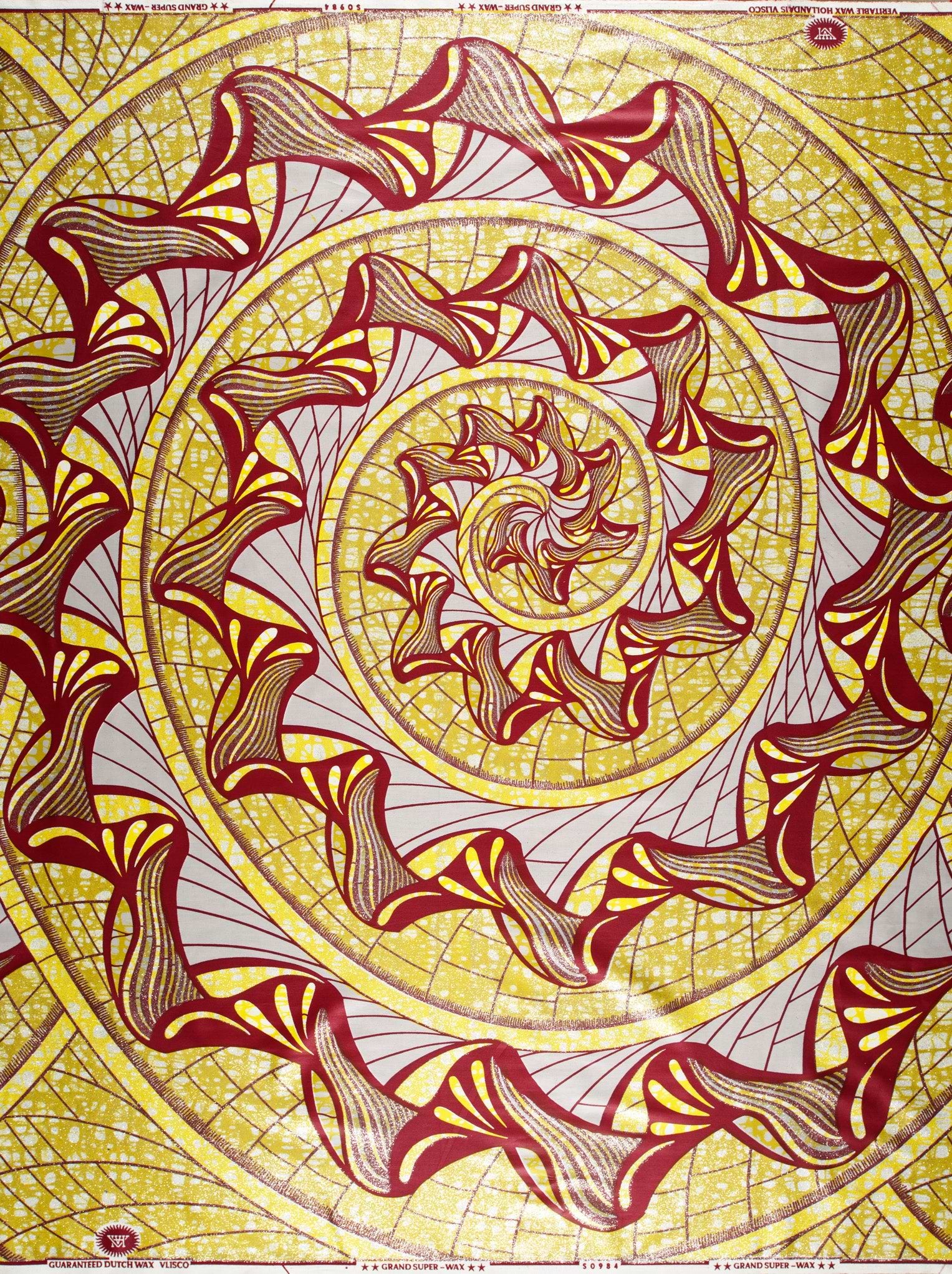 Vibrant yellow red spiral-patterned african grand super-wax vls0984.009