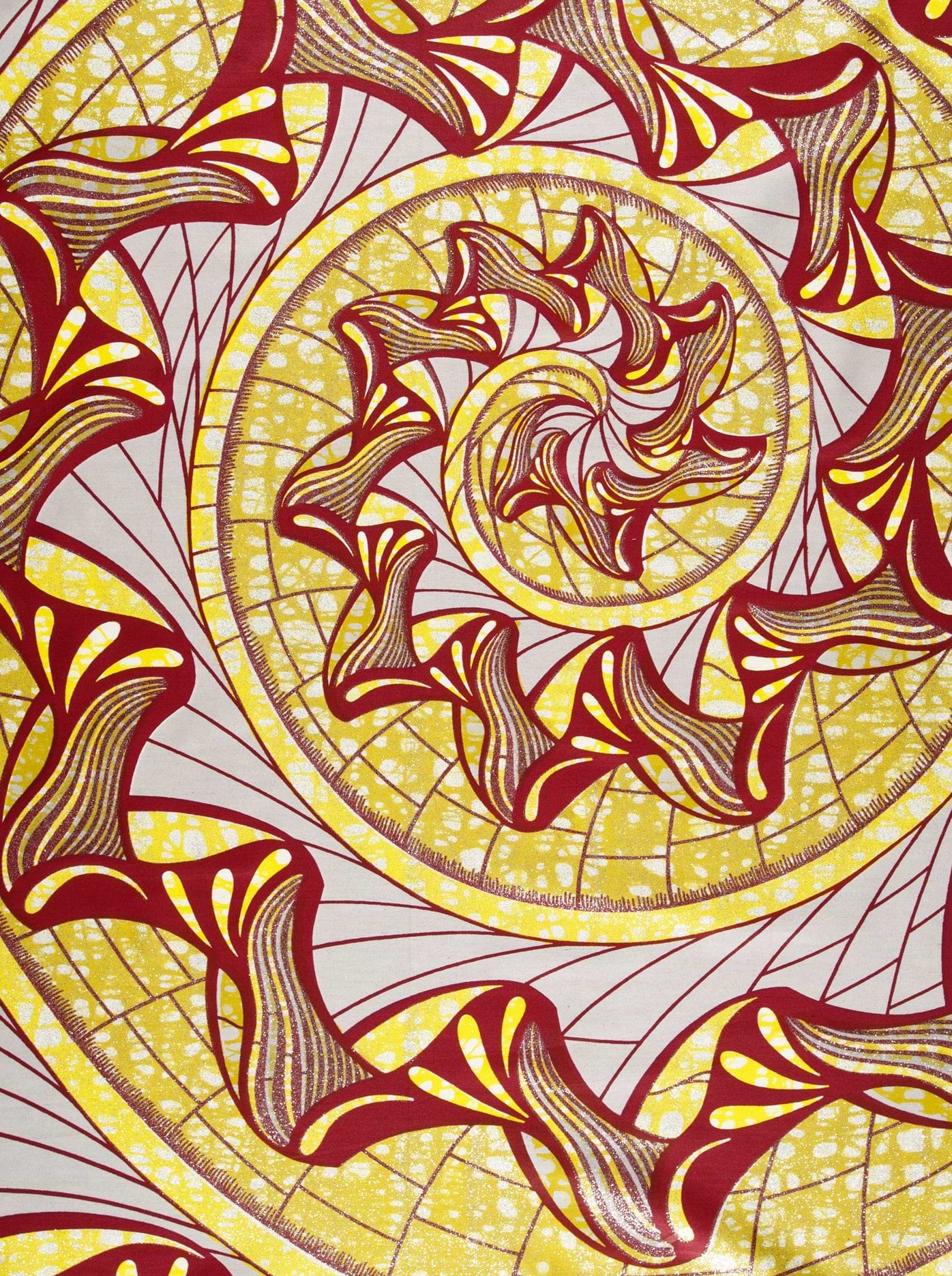 Vibrant yellow red patterned fabric grand super-wax vls0984.009