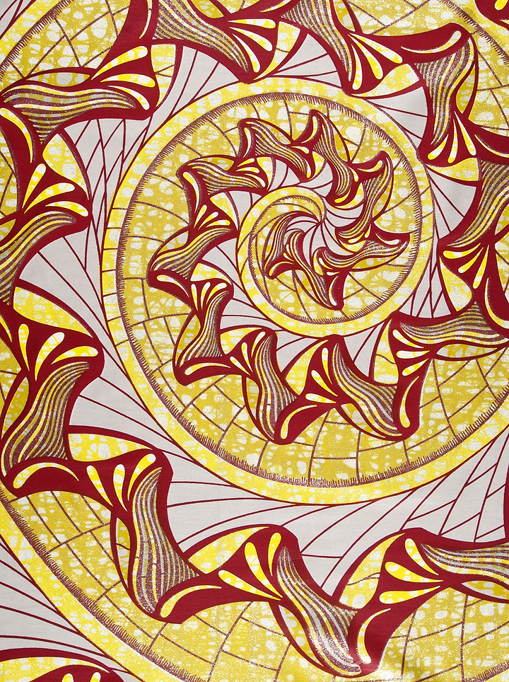 Vibrant yellow red patterned fabric grand super-wax vls0984.009