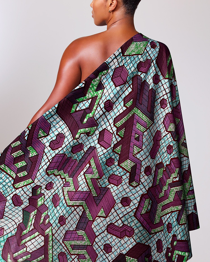Vibrant one-shoulder wrap dress bold grand super-wax vls1120.003