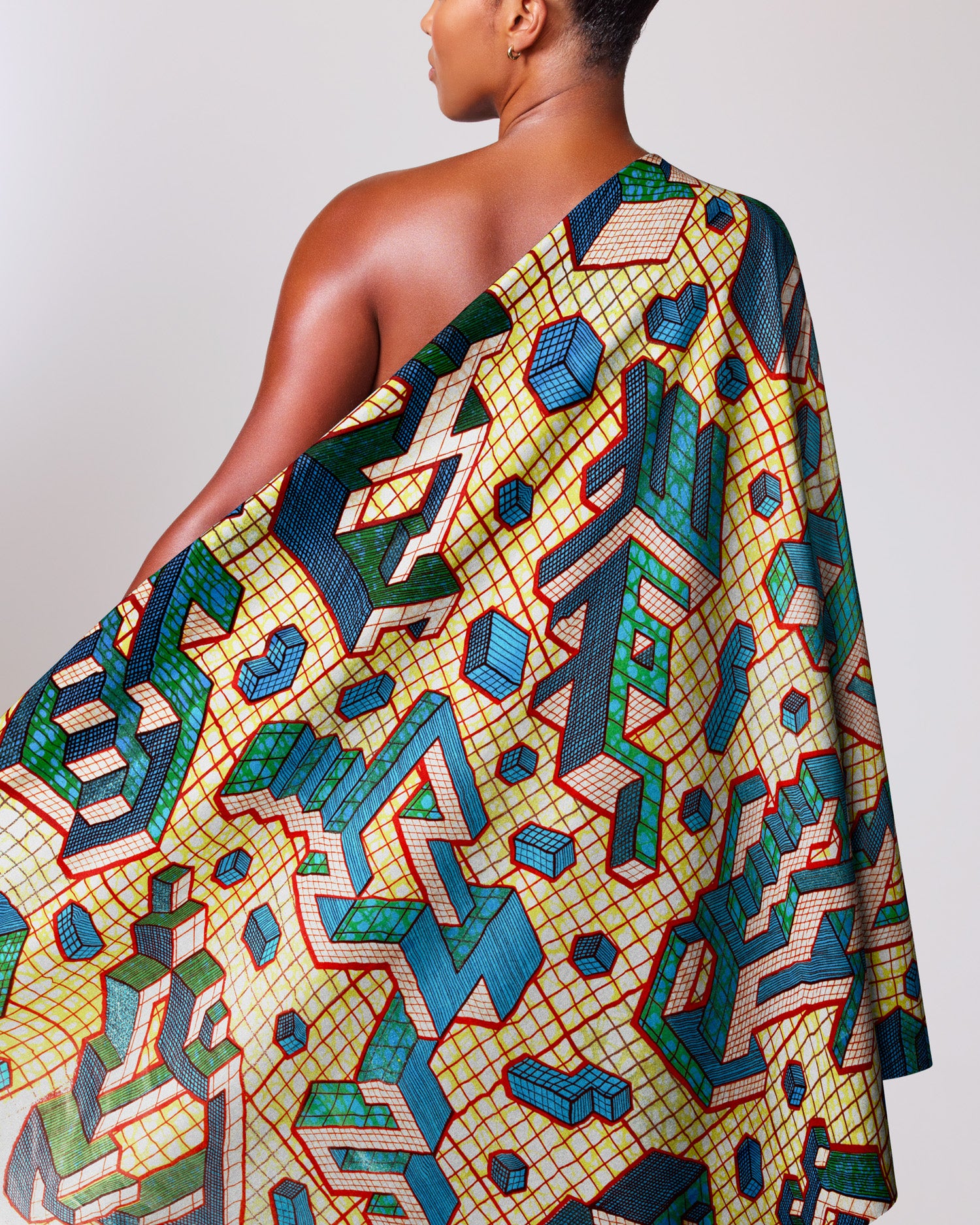 Vibrant one-shoulder wrap dress bold grand super-wax vls1120.012