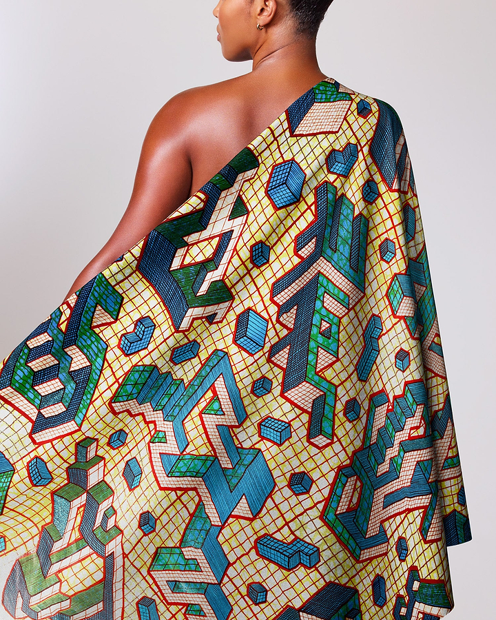 Vibrant one-shoulder wrap dress bold grand super-wax vls1120.012