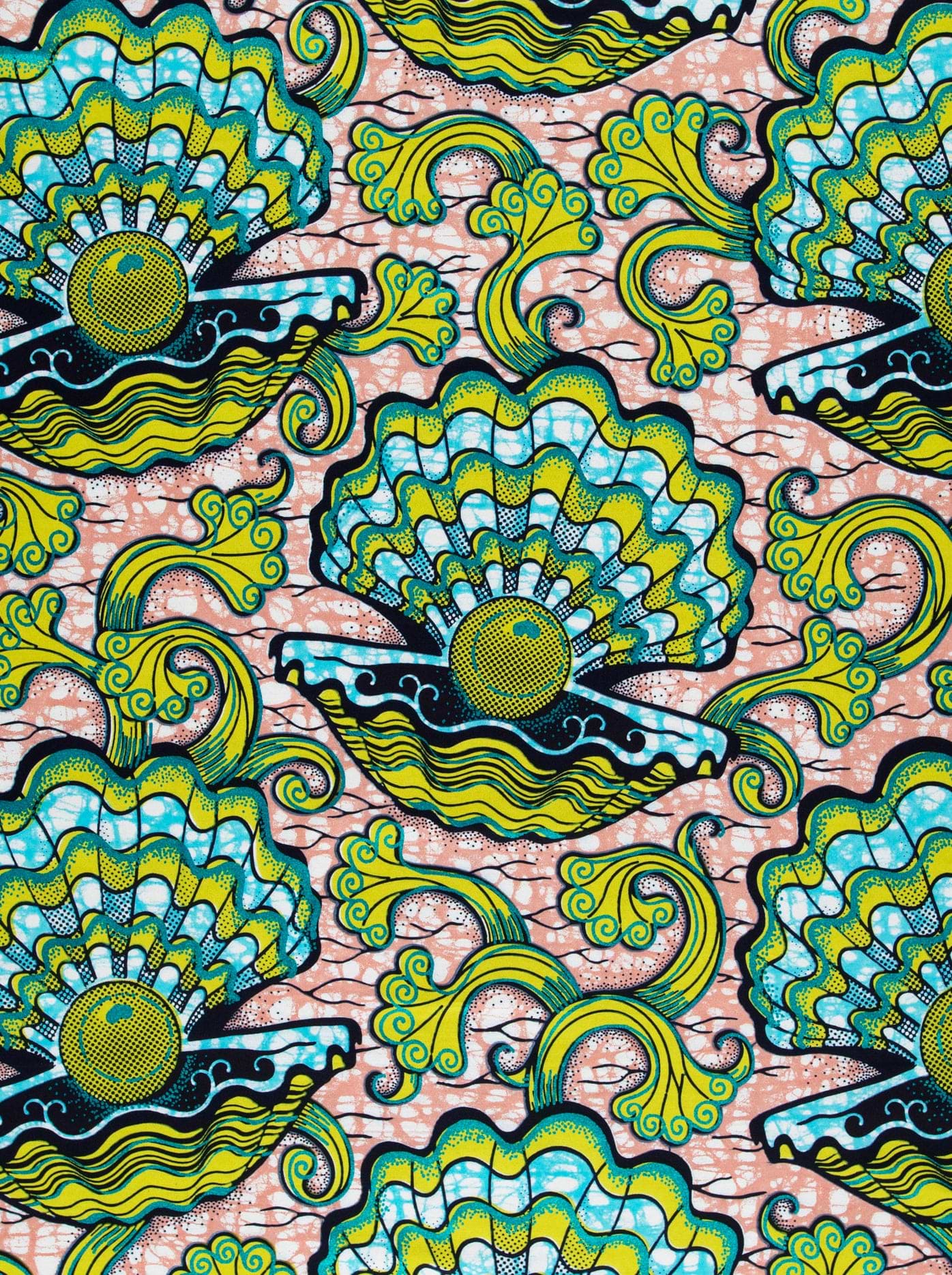 Vibrant green turquoise clamshell patterned super-wax vls1124.027