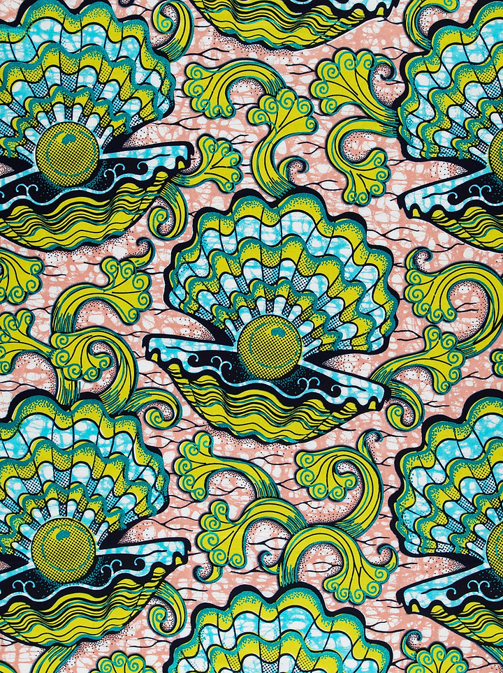 Vibrant green turquoise clamshell patterned super-wax vls1124.027