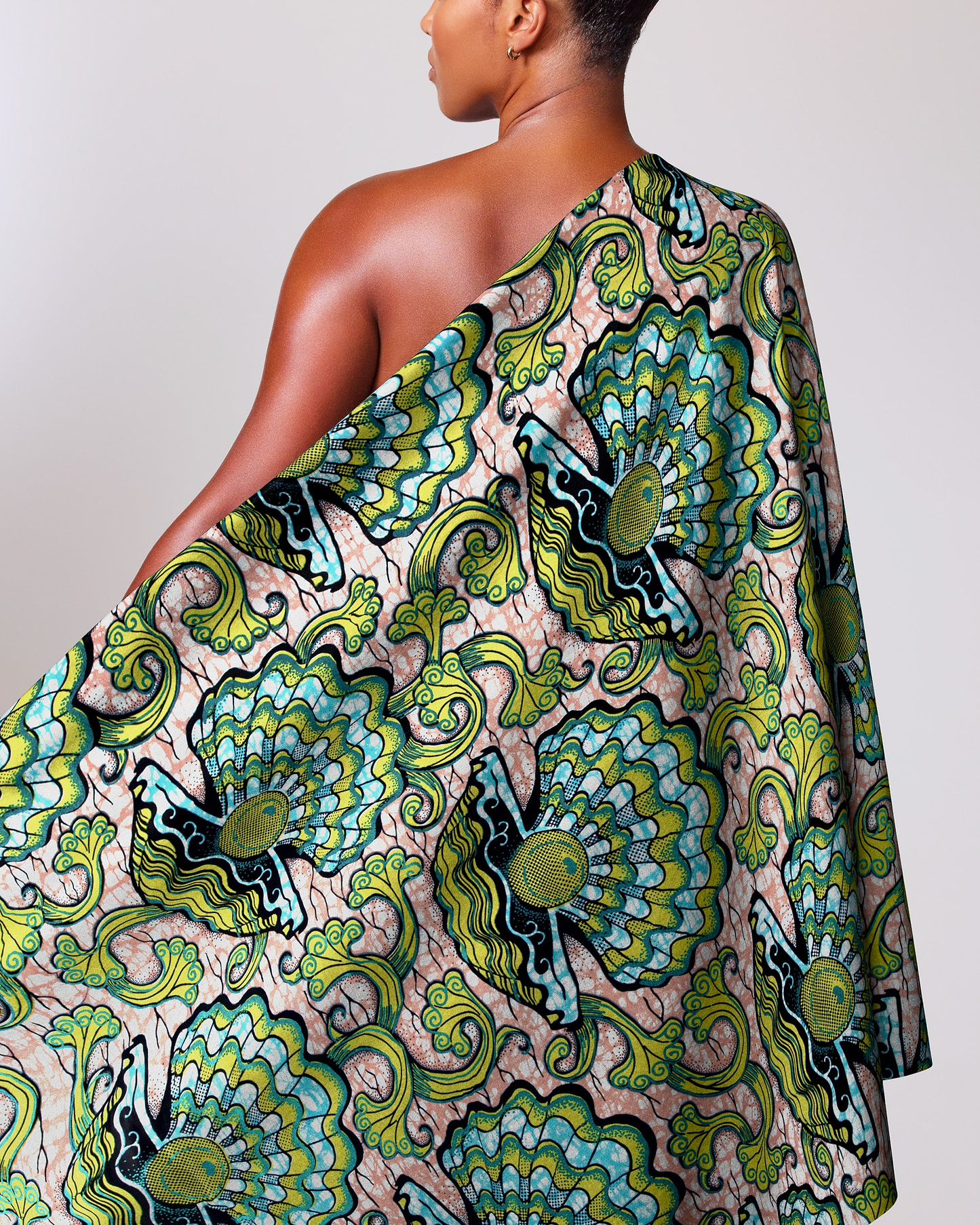 Vibrant one-shoulder dress bold green super-wax vls1124.027