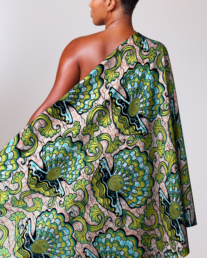 Vibrant one-shoulder dress bold green super-wax vls1124.027