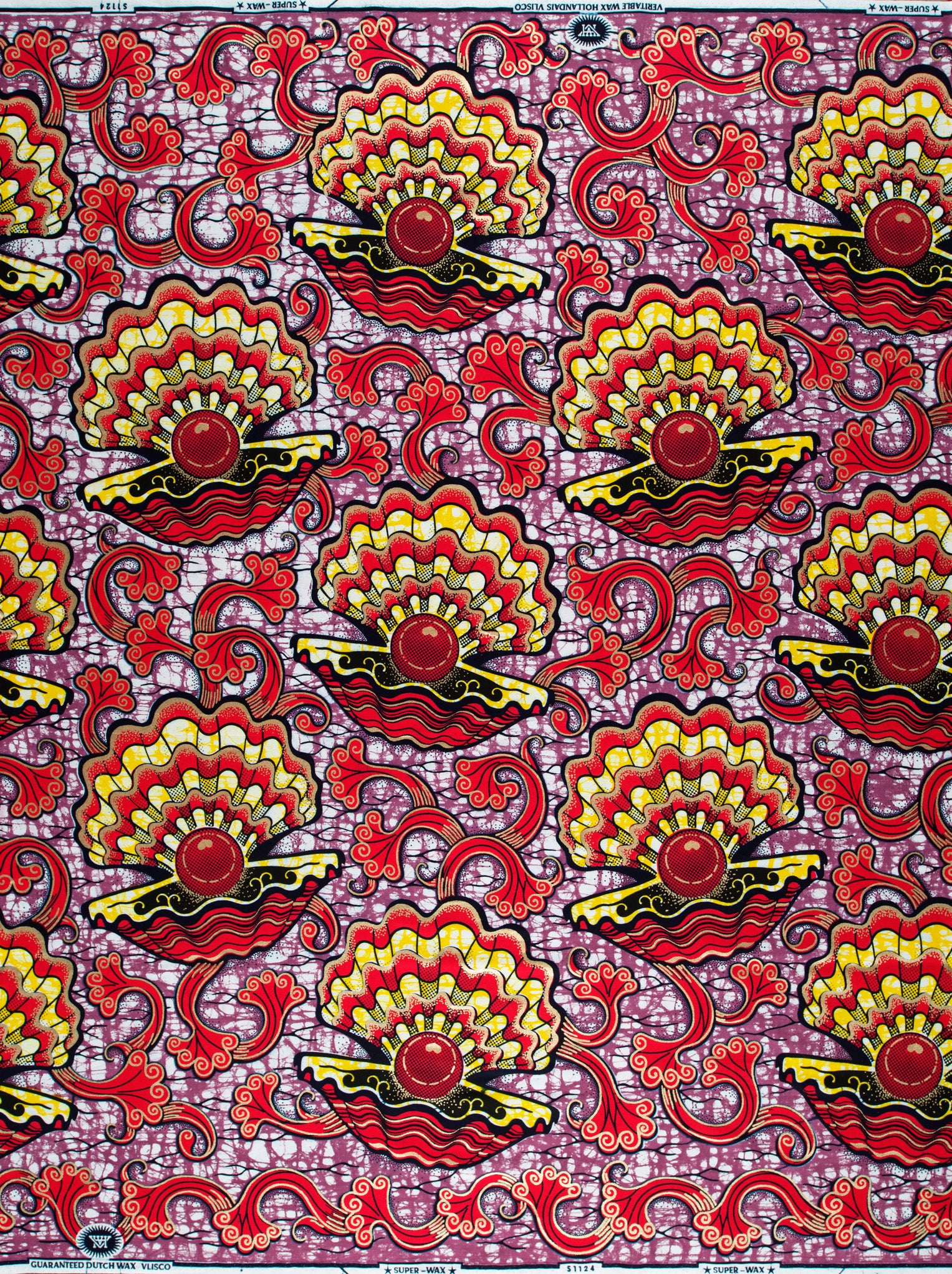 Vibrant red yellow patterned african super-wax vls1124.028