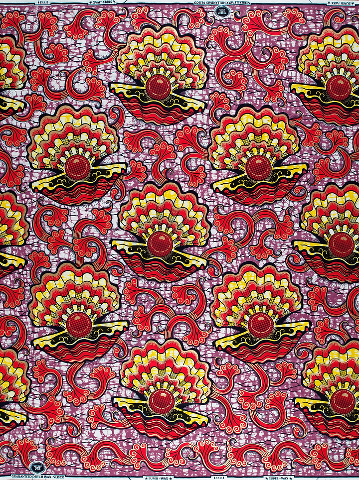 Vibrant red yellow patterned african super-wax vls1124.028