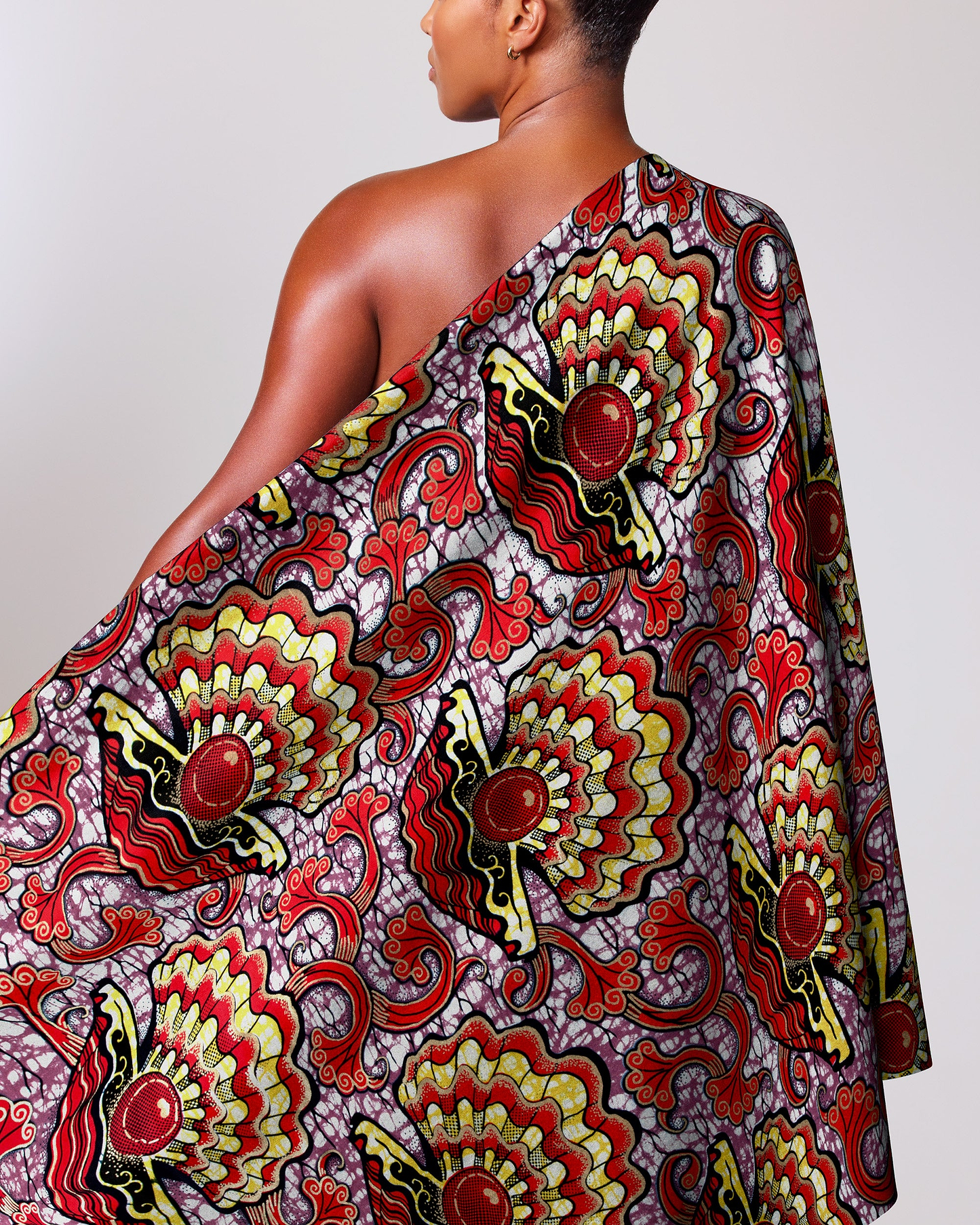 Vibrant one-shoulder wrap dress bold super-wax vls1124.028