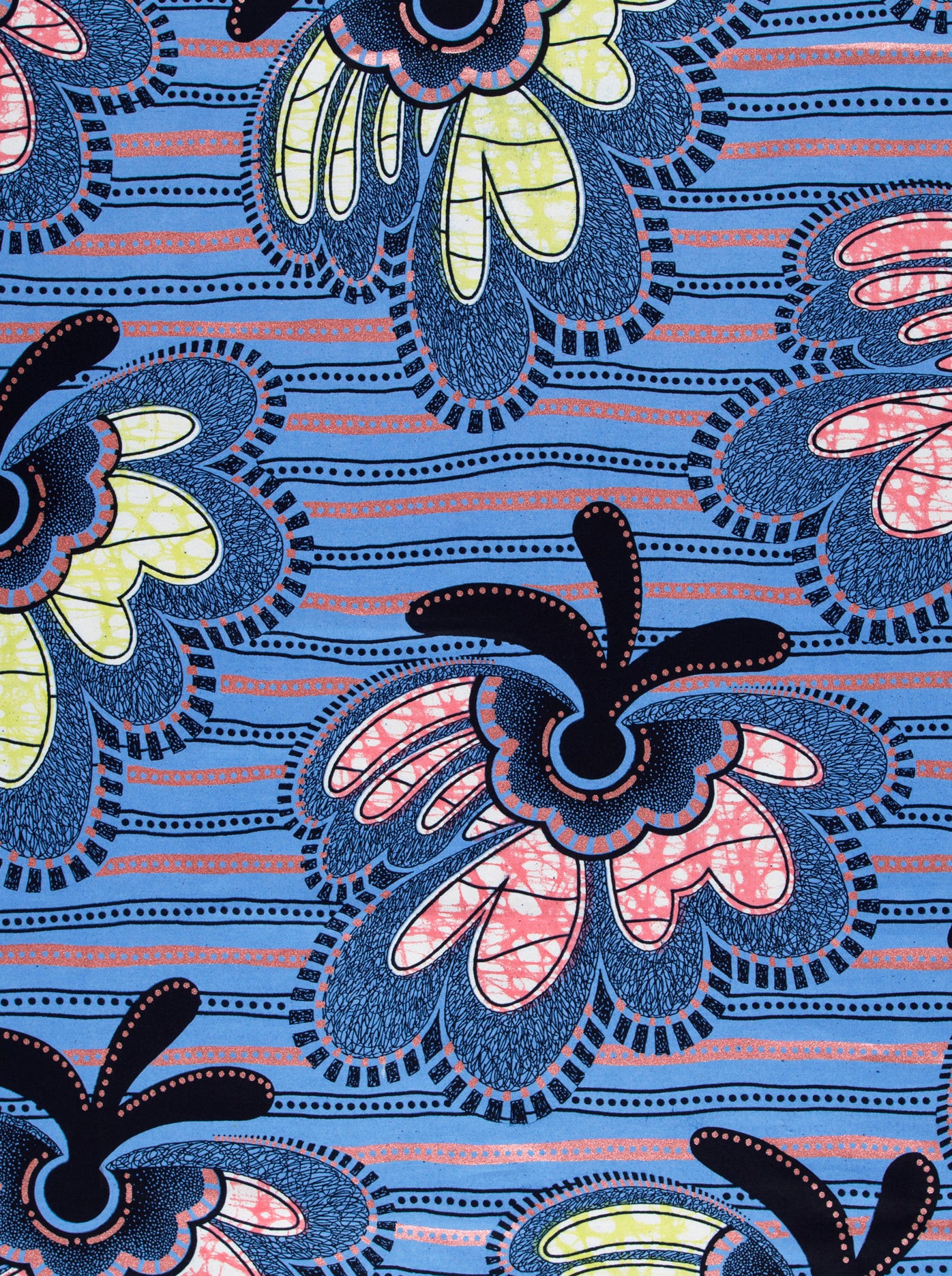 Blue fabric bold stylized floral super-wax vls1337.012