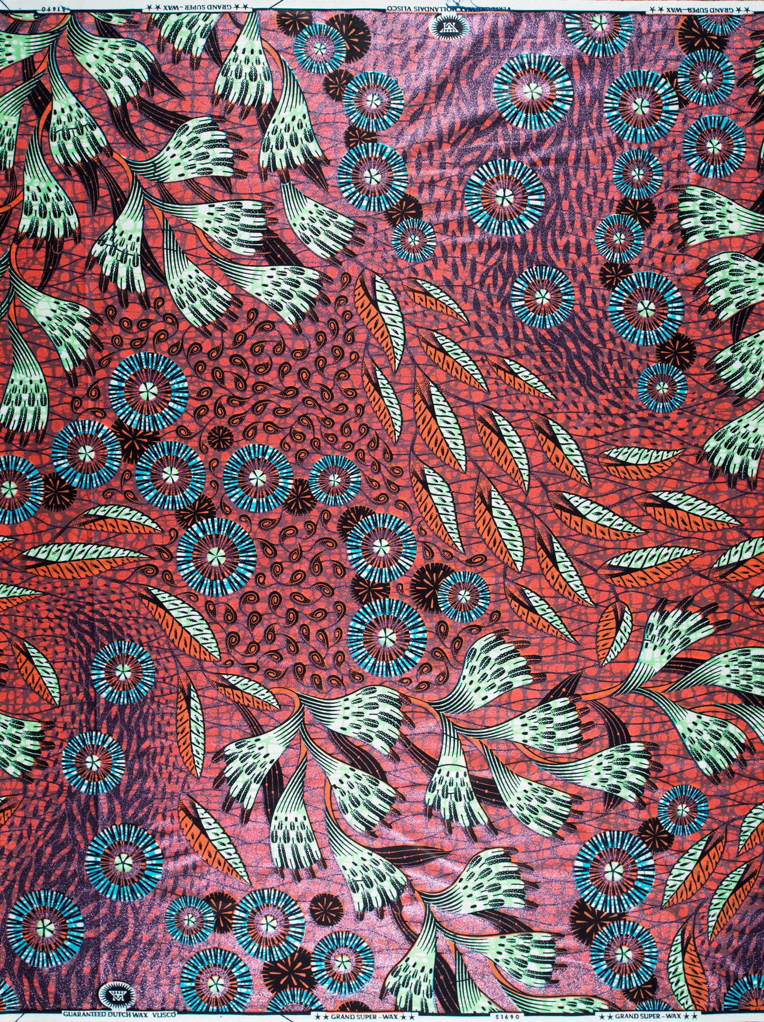 Vibrant red african print fabric grand super-wax vls1690.002