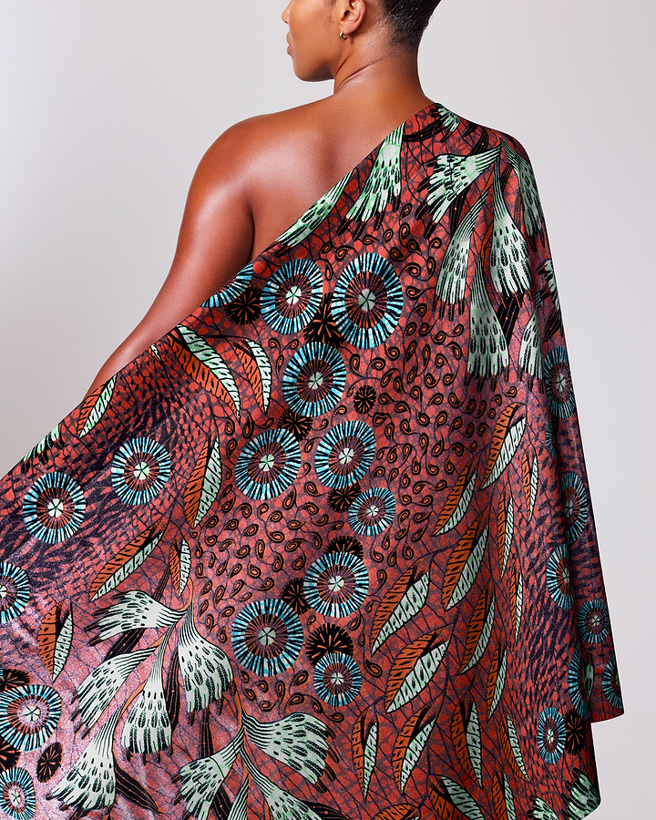 Vibrant one-shoulder wrap dress rich grand super-wax vls1690.002