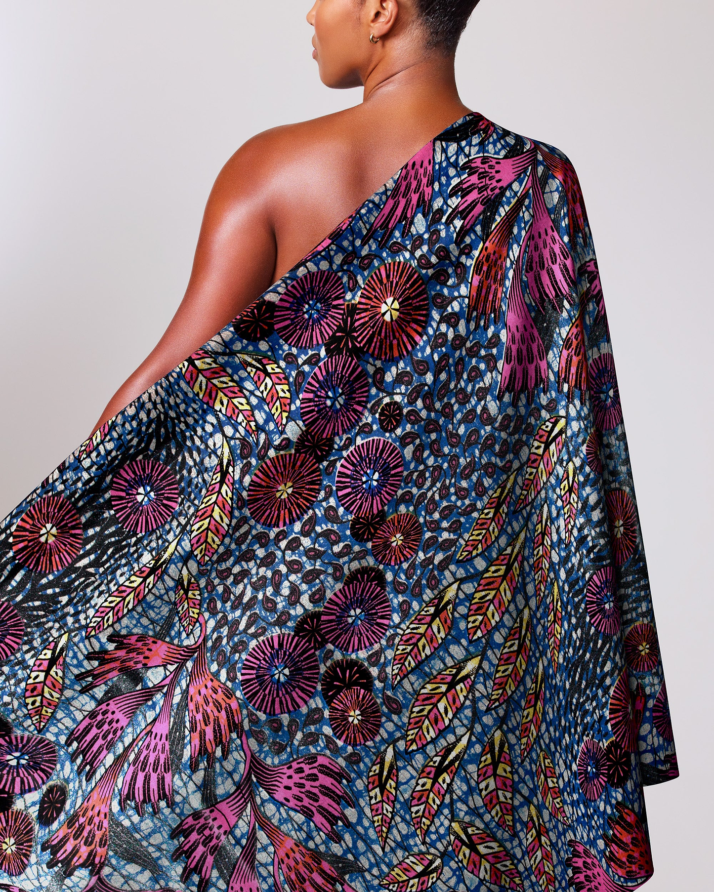 Vibrant one-shoulder wrap dress bold grand super-wax vls1690.010