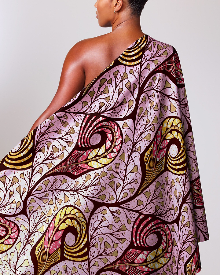 One-shoulder wrap dress vibrant pink super-wax vls1726.011