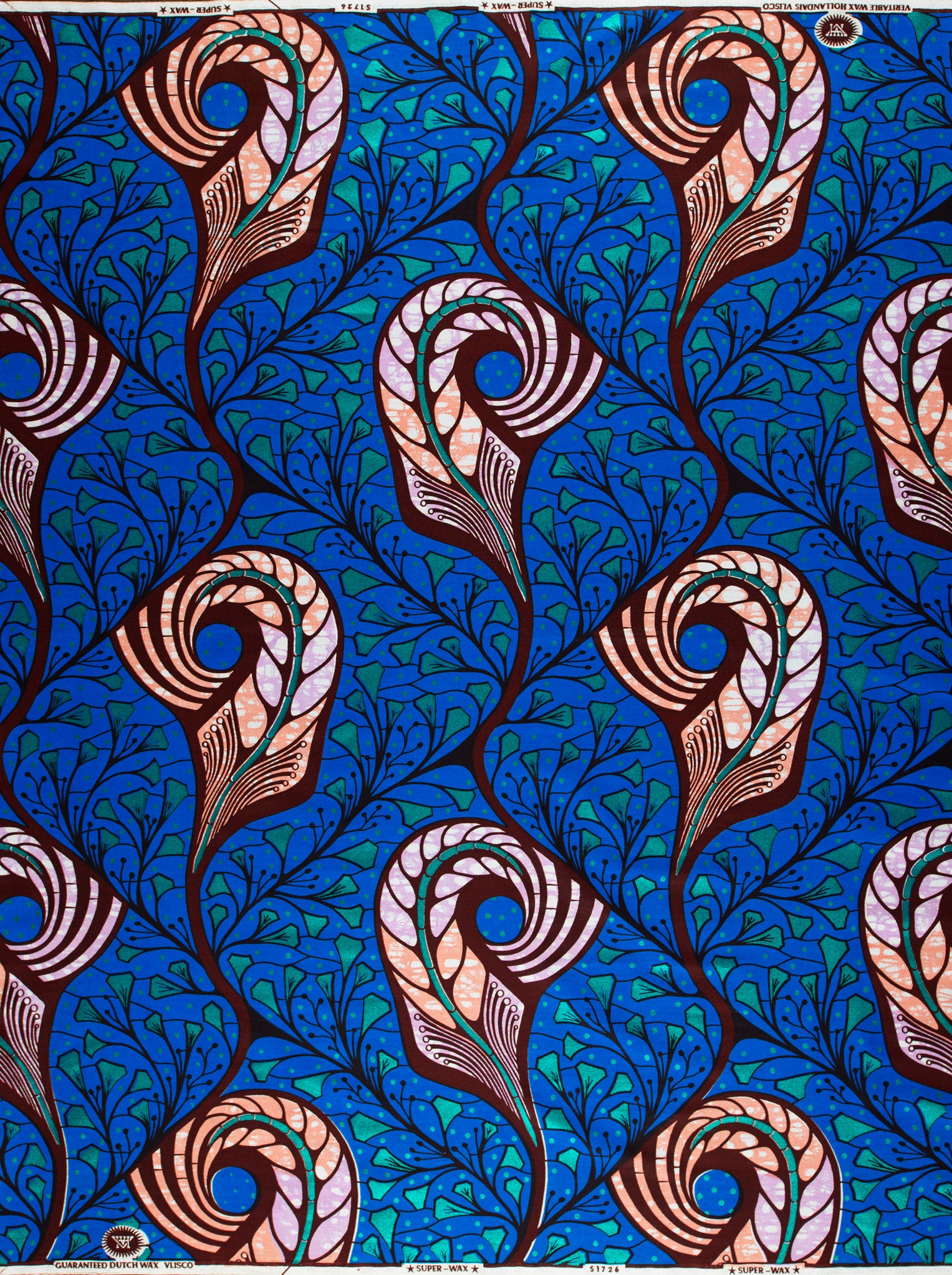 Vibrant blue african print fabric super-wax vls1726.012