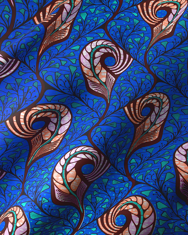 Vibrant blue fabric intricate paisley super-wax vls1726.012