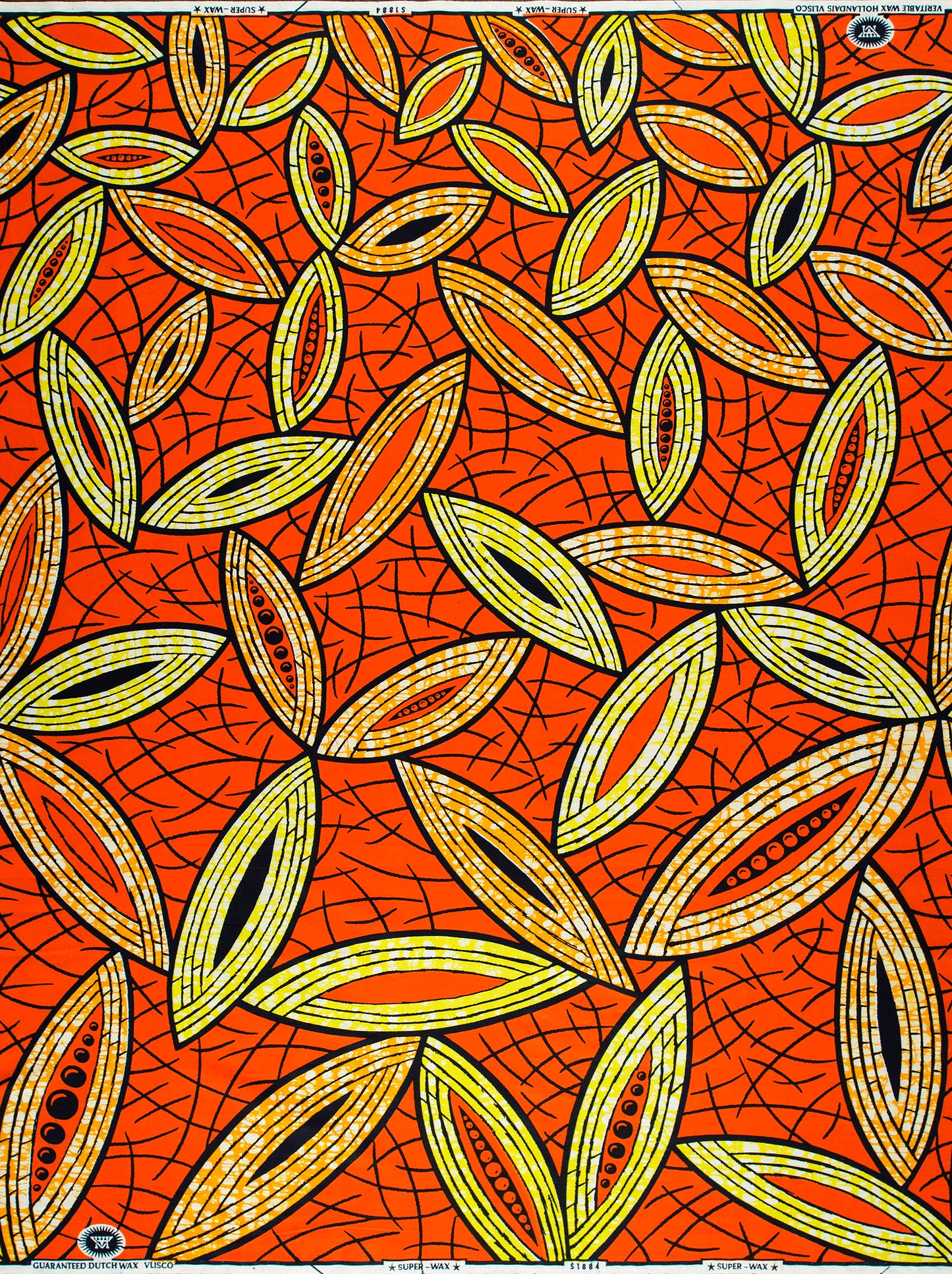 Vibrant orange fabric bold pattern super-wax vls1884.003