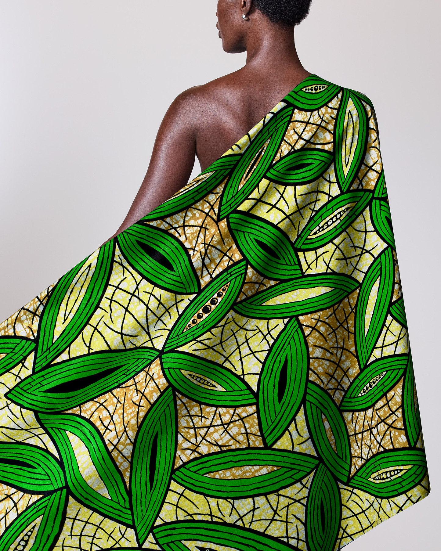 Vibrant green yellow patterned fabric super-wax vls1884.004