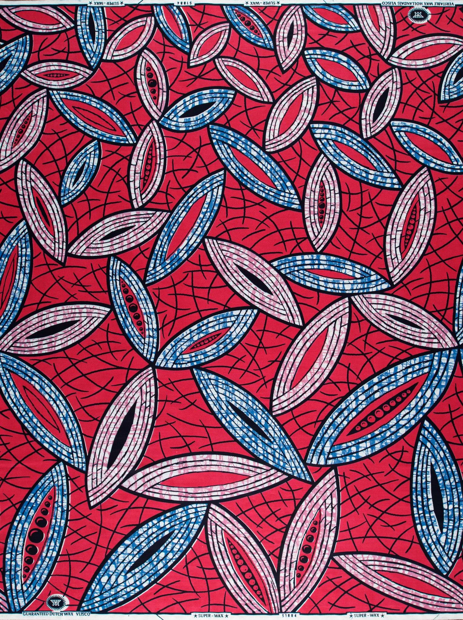 Vibrant red african print fabric super-wax vls1884.008