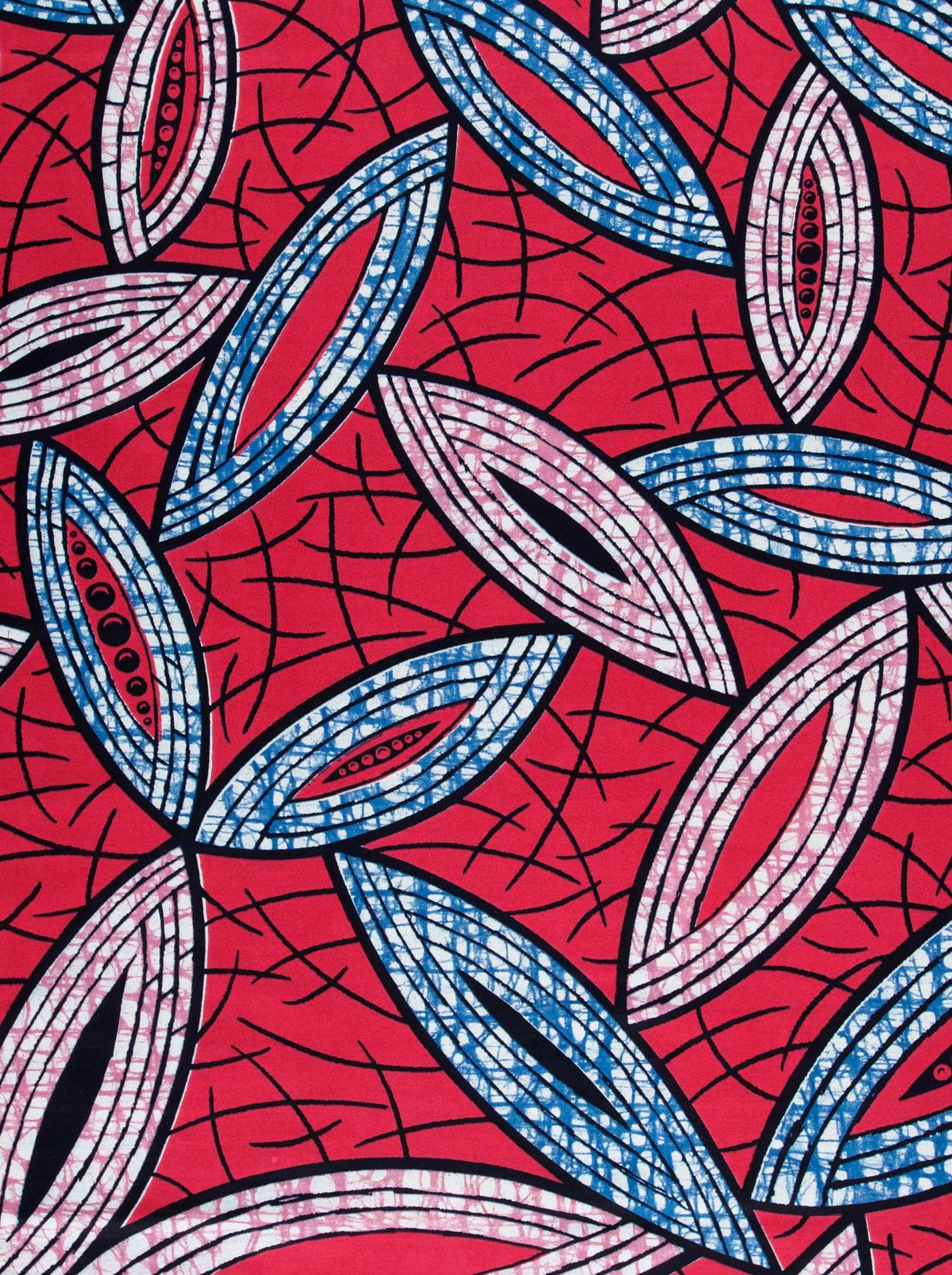 Vibrant red fabric bold leaf super-wax vls1884.008