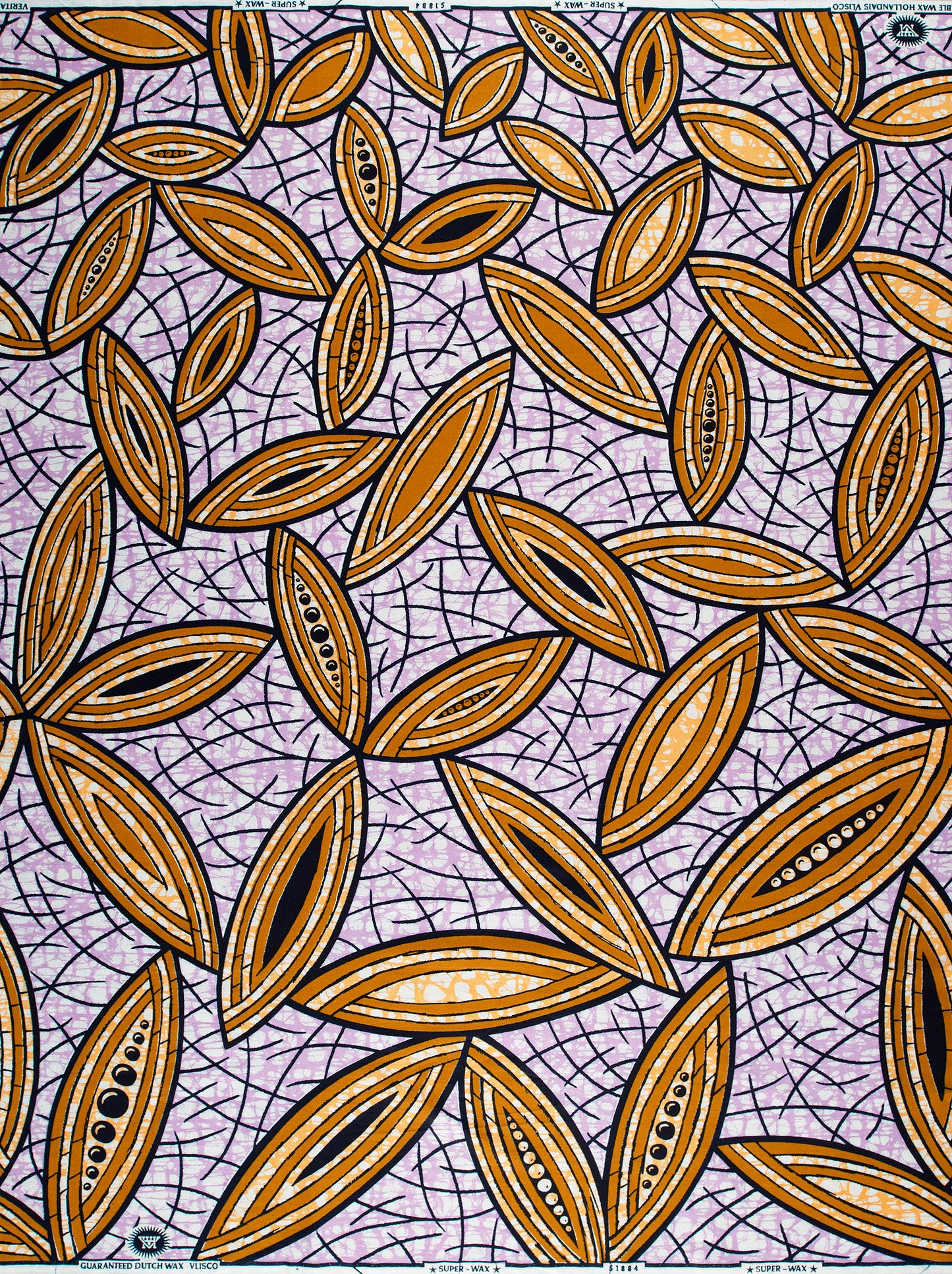 Brown leaf-shaped patterns black white super-wax vls1884.009
