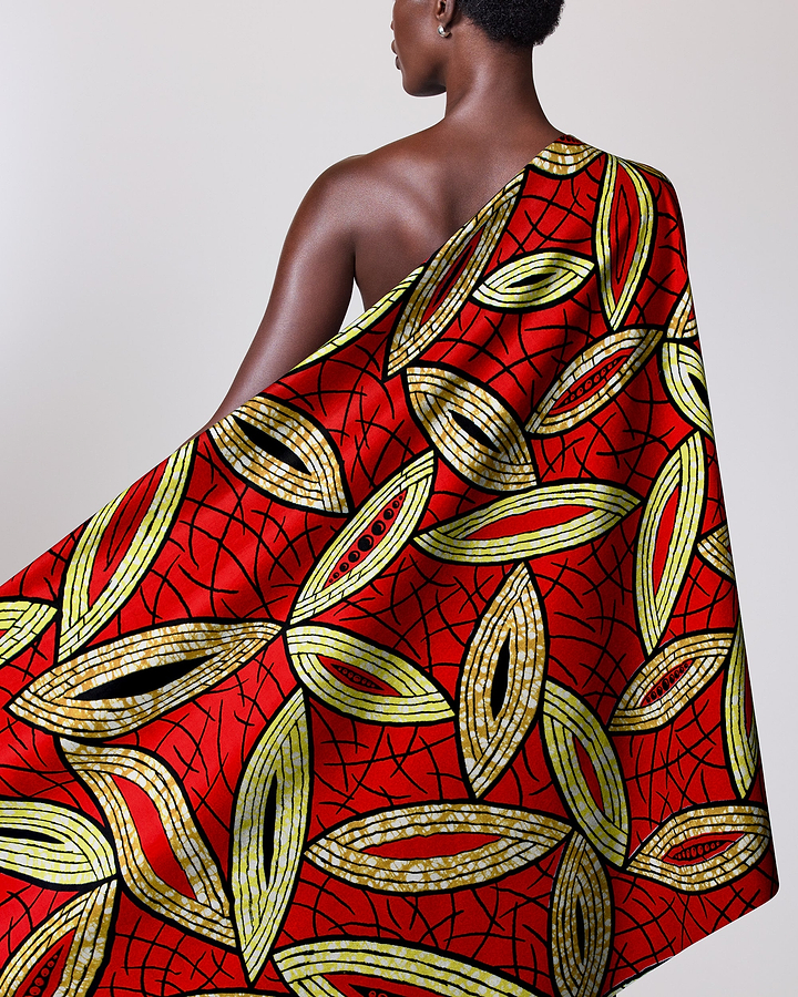 Vibrant red african print fabric super-wax vls1884.010